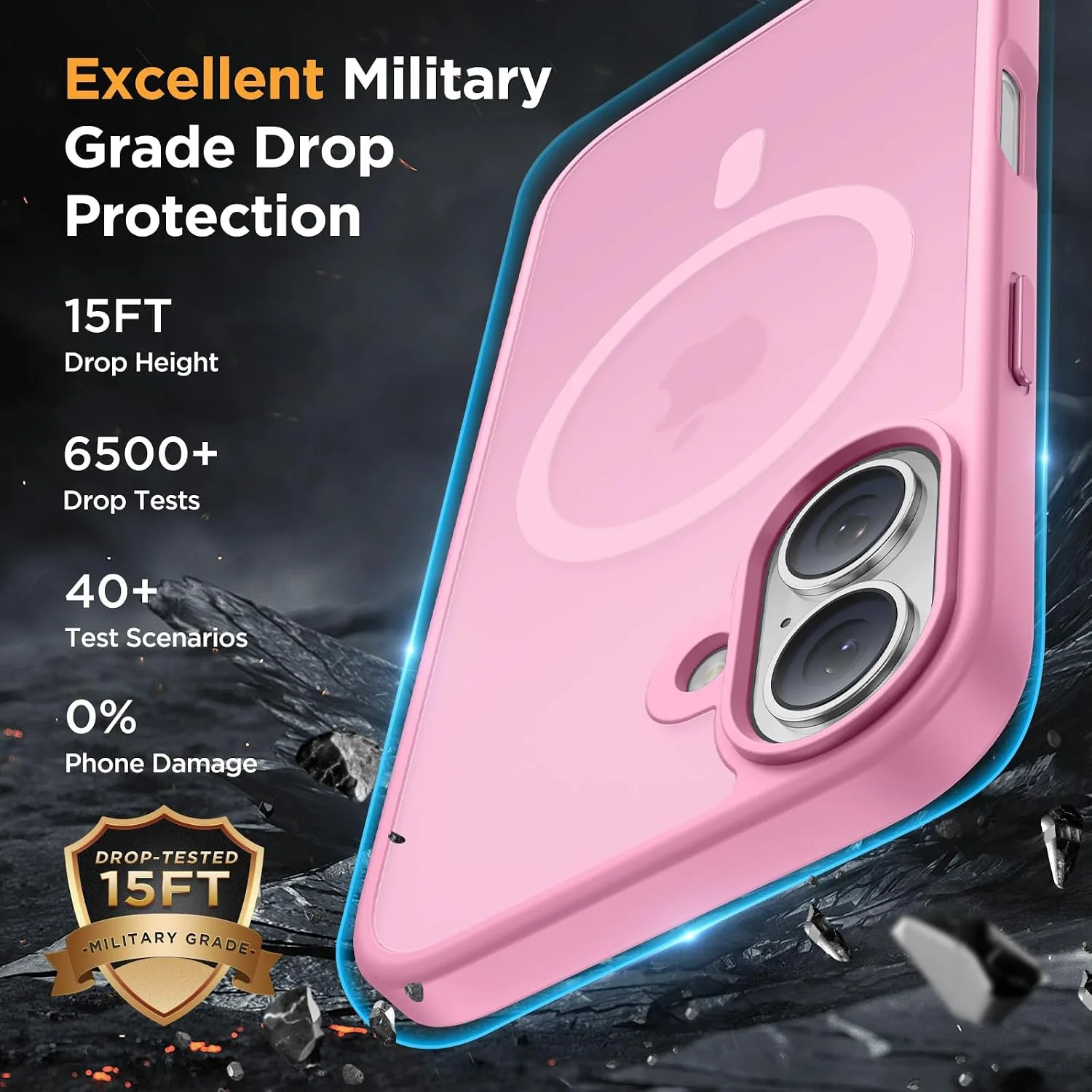 Miracase Magnetic Series for iPhone 16 Case [Compatible with MagSafe] Military-Grade Protection, Anti-Fingerprint, Slim Phone Case for iPhone 16 6.1 inch - Messy Pink