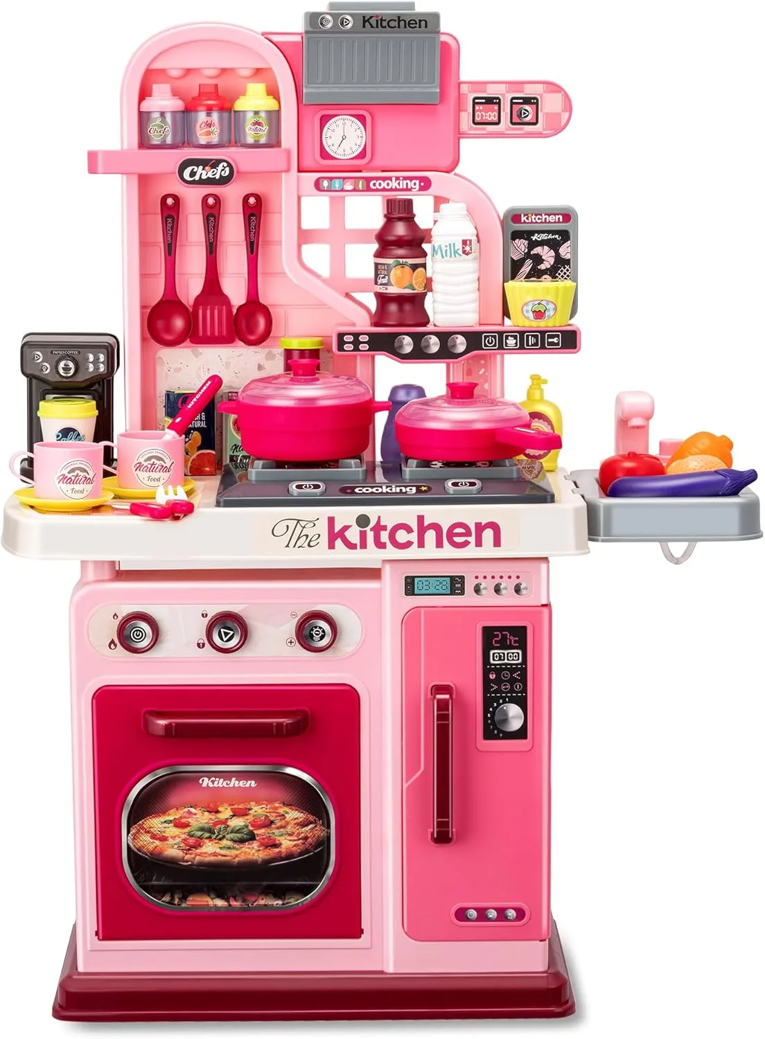 Kids Kitchen Playset,Cooking Stove,Play Sink,Oven,Lights & Sounds,Ages 3+