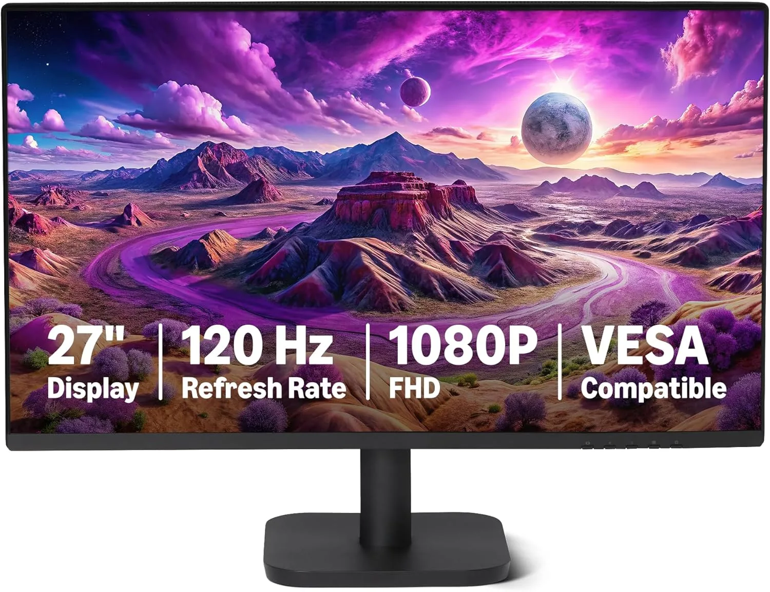 Amazon Basics 23.8-inch 1080P Computer Monitor, 120 Hz, HDMI, DP, VGA, VESA Compatible for Office, Home