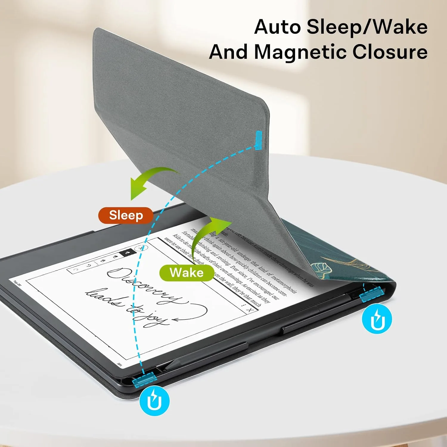 CoBak Stand Case for TCL - Premium Folio Leather Cover with Pen Holder, Auto Sleep/Wake - Compatible with 10.2 Inch eBooK Reader