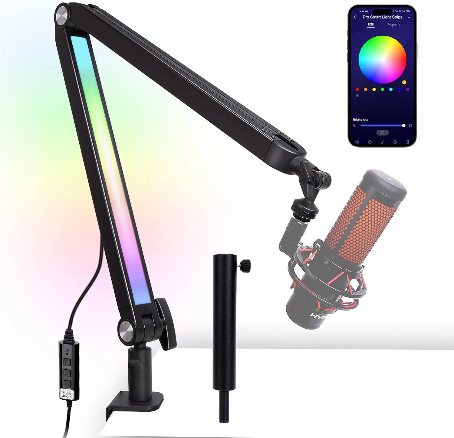 Brazo para micrófono con luz RGB Sunmon ajustable para escritorio