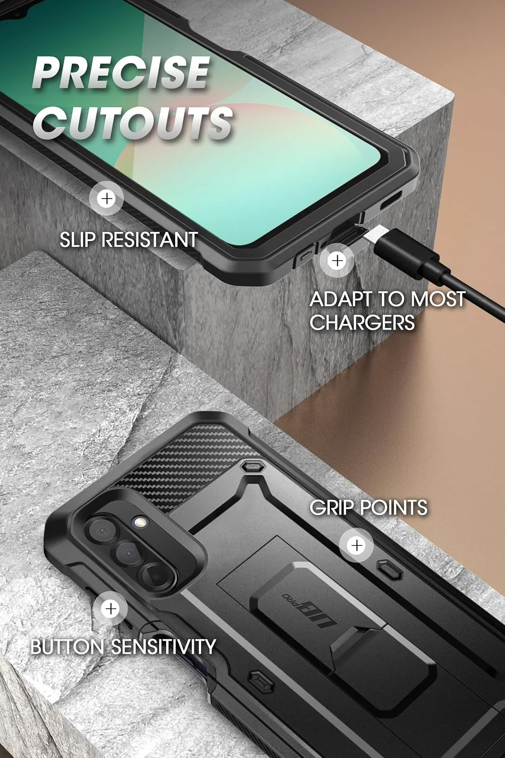 SUPCASE for Samsung Galaxy A26 5G Case with Screen Protector, Black