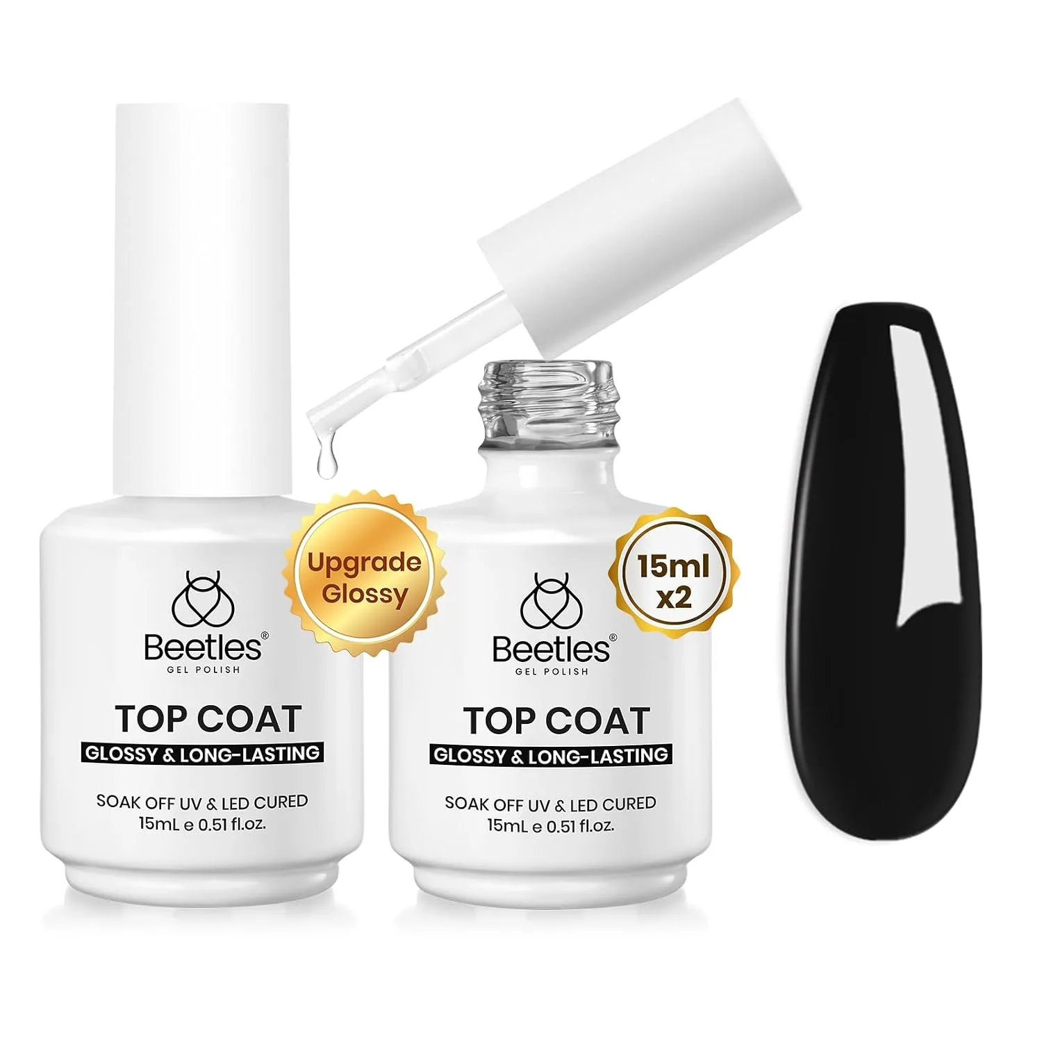 Beetles Extra Glossy No Wipe Gel Top Coat 2 Pcs 15 ml