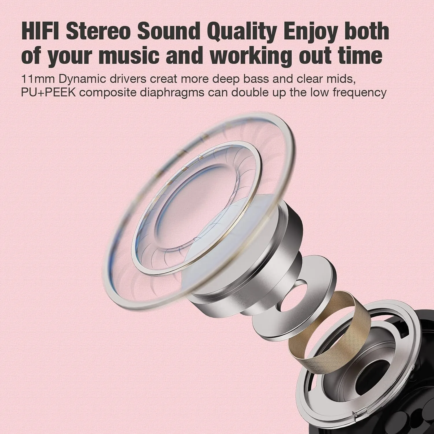 Boean Bluetooth Headphones, Wireless Earbuds with 16 Hours Bluetooth 5.3 Wireless Headphones HD Deep Bass Stereo IPX7 Waterproof Earphones for Sports Headset AI Music Generation