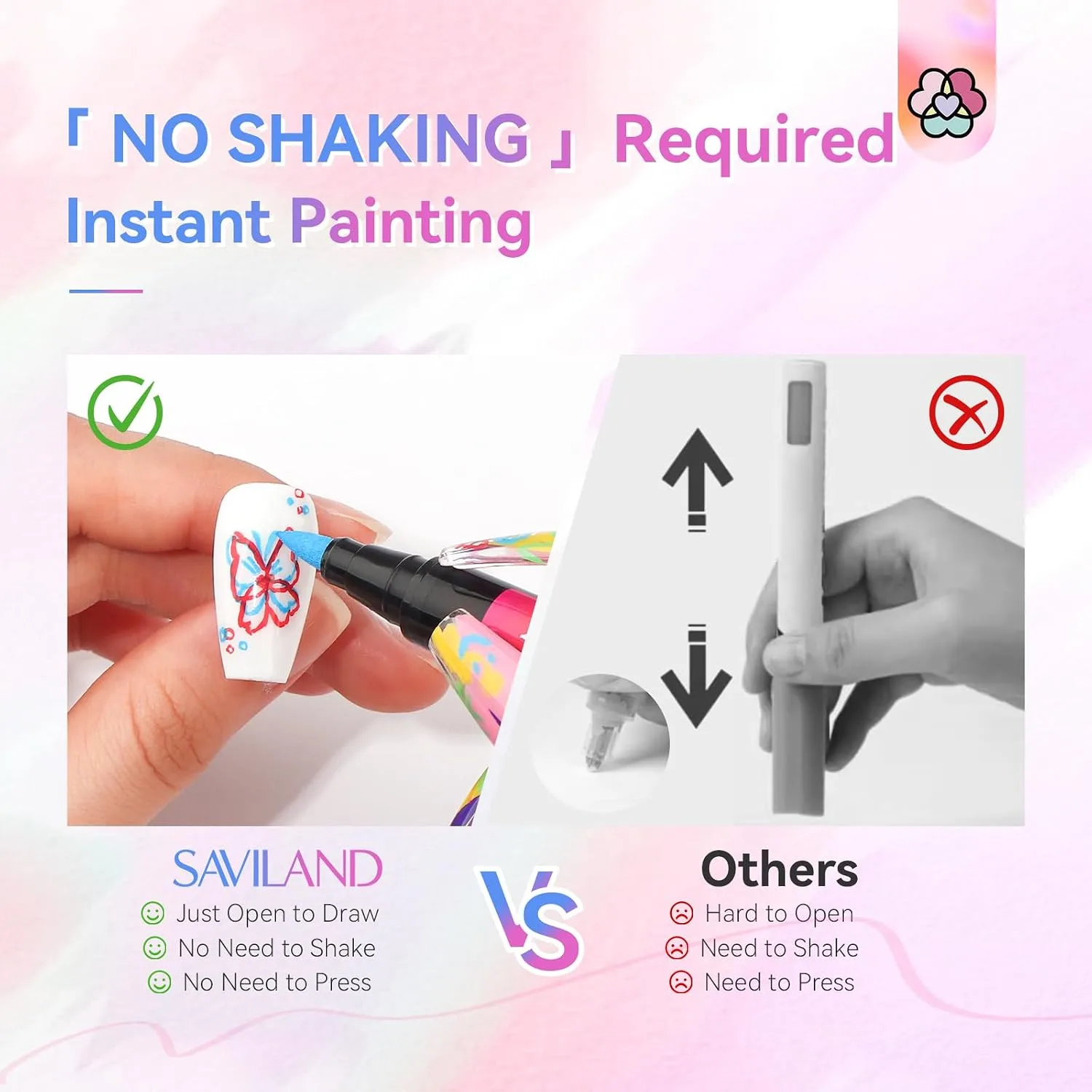 SAVILAND 12 Colors Nail Art Pens Set, 0.5mm Fine Tip Nail Polish Pens
