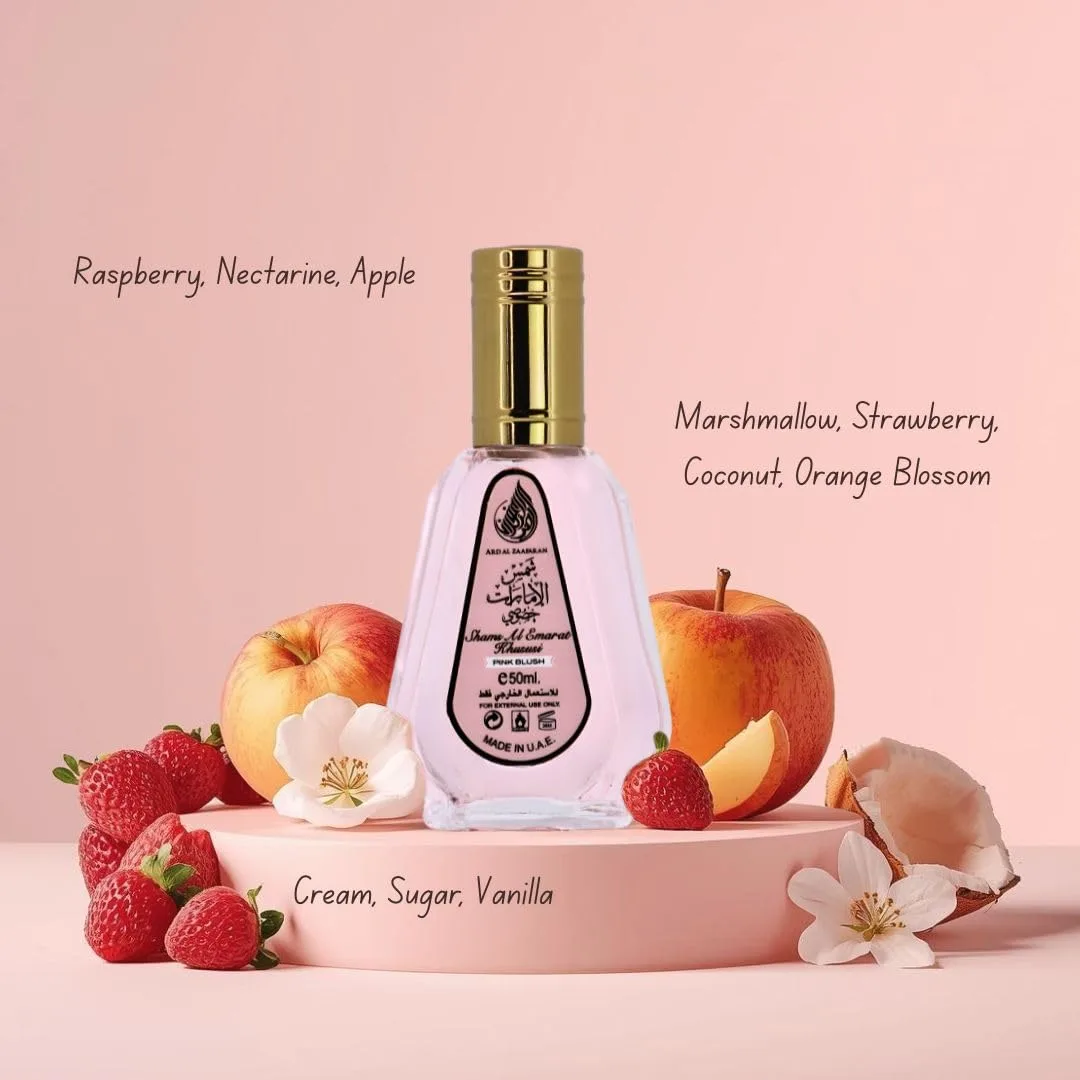 Ard Al Zaafaran Yara & Pink Blush Shams Al Emarat Khususi Eau de Parfum Spray 50ML (1.69 OZ) - Long Lasting Arabian Perfumes for Women - Captivating Ladies Perfumes that Exudes Confidence (Bundle)