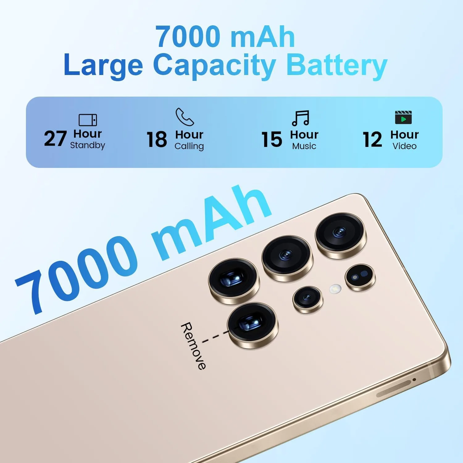 Huness S25 Ultra Unlocked Phone,Built in Pen The Phone,Cell Phone Battery 7000mAh 6.99" HD Screen,Android 14 16+512GB Smartphone,Dual SIM/5G/Face ID/Fingerprint Lock/GPS (Gold, 16+512)