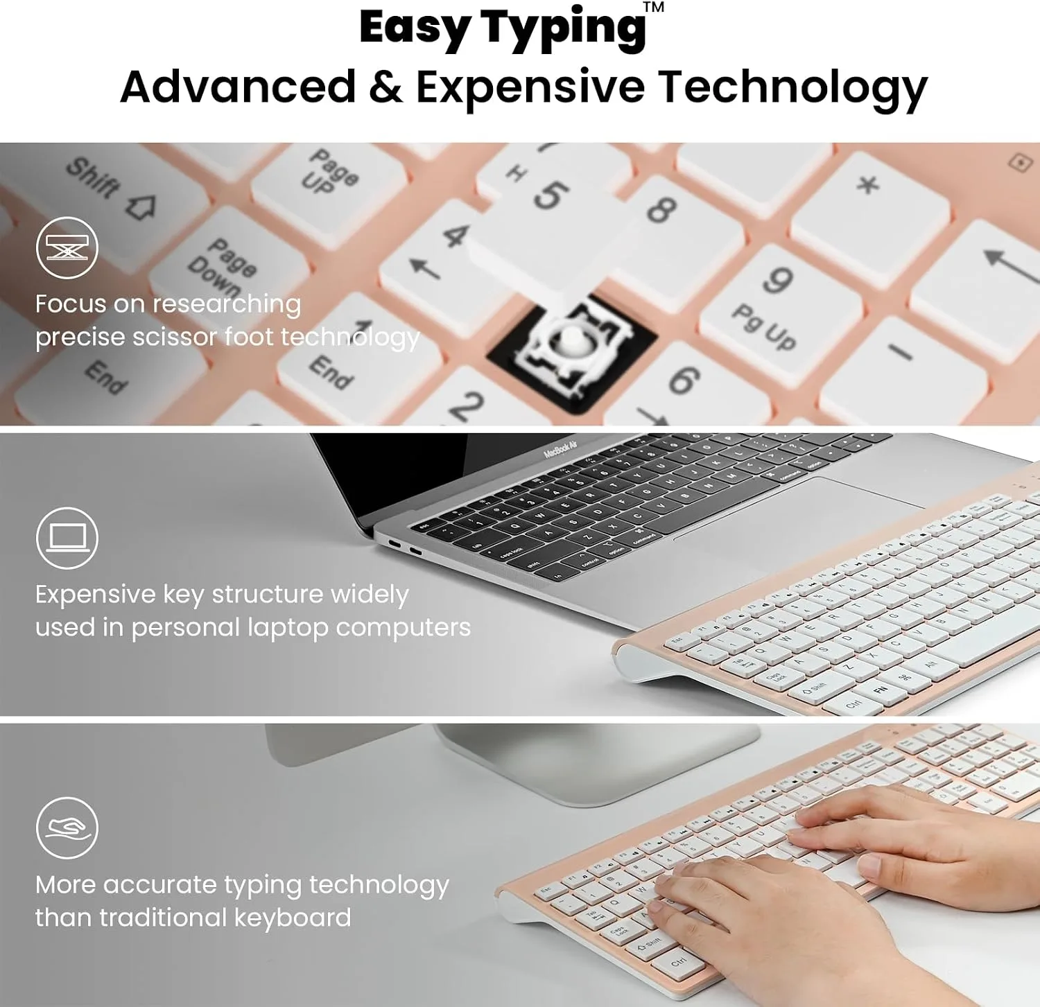 cimetech Wireless Keyboard and Mouse Combo - Pink White