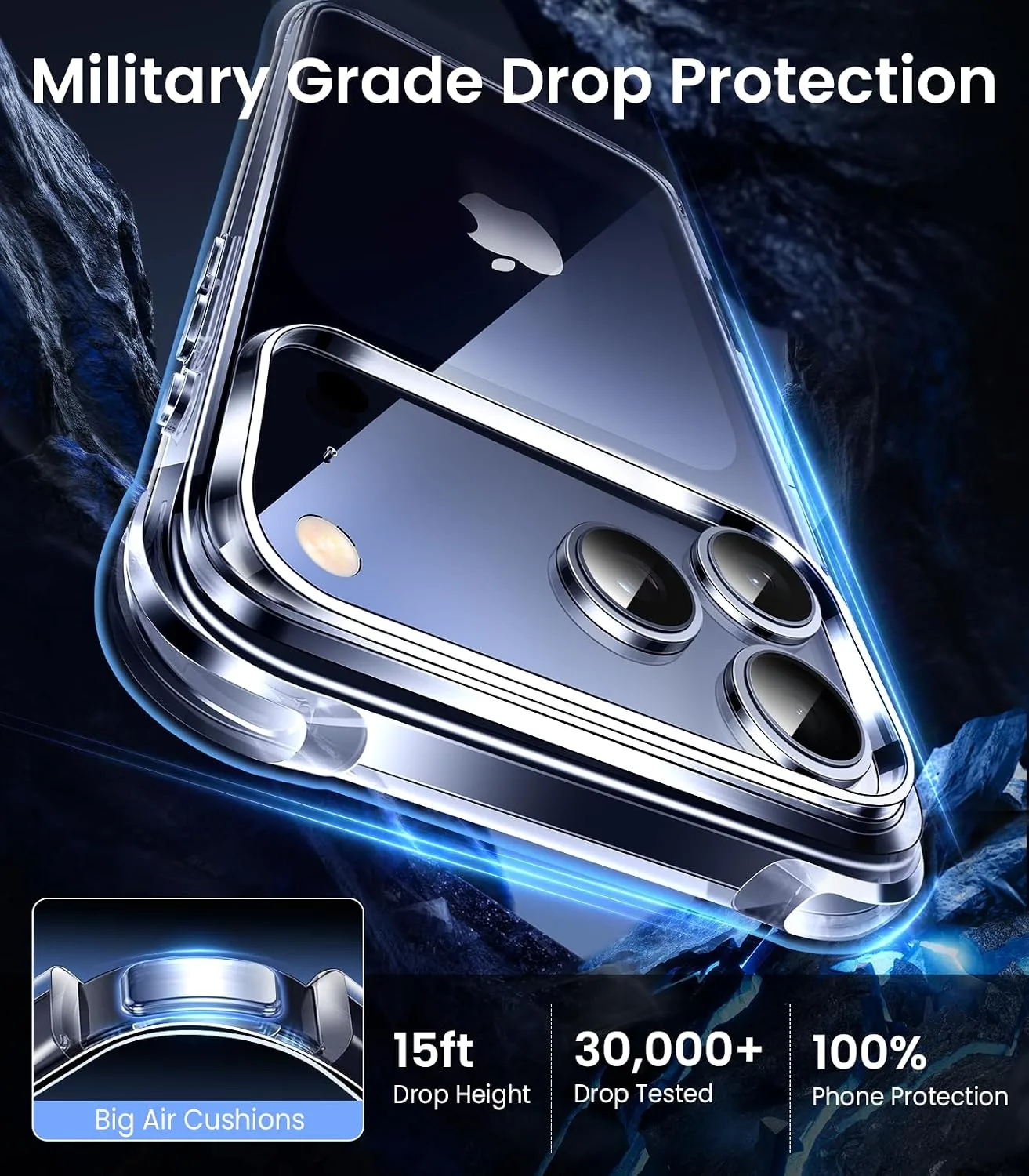 Mkeke Compatible with iPhone 17 Pro Case Clear [Not-Yellowing] [Military-Grade Drop Protection] Shockproof Protective Phone Bumper 6.3 inch 2025