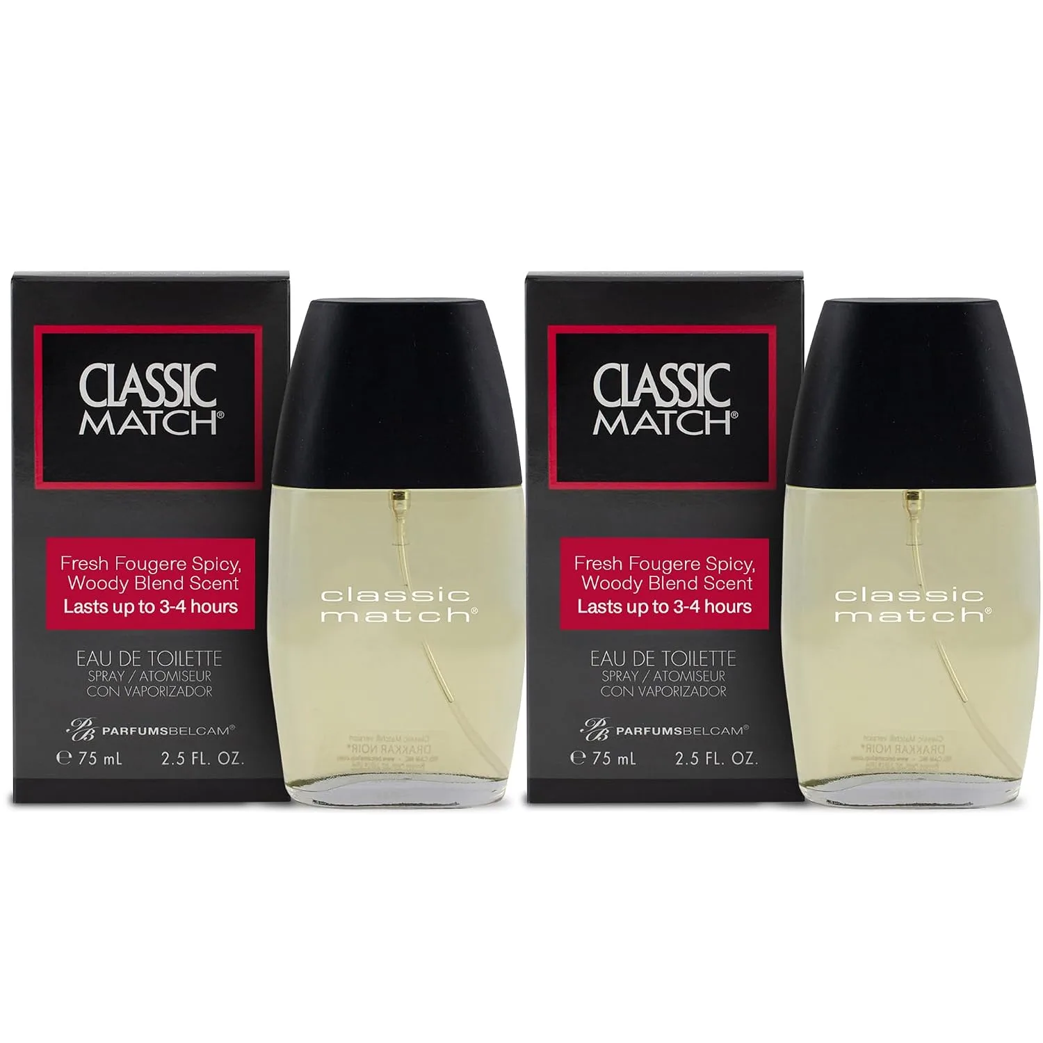 Belcam Beauty CM Noir Eau De Toilette Cologne for Men, 2.5 Fl Oz, Pack of 2