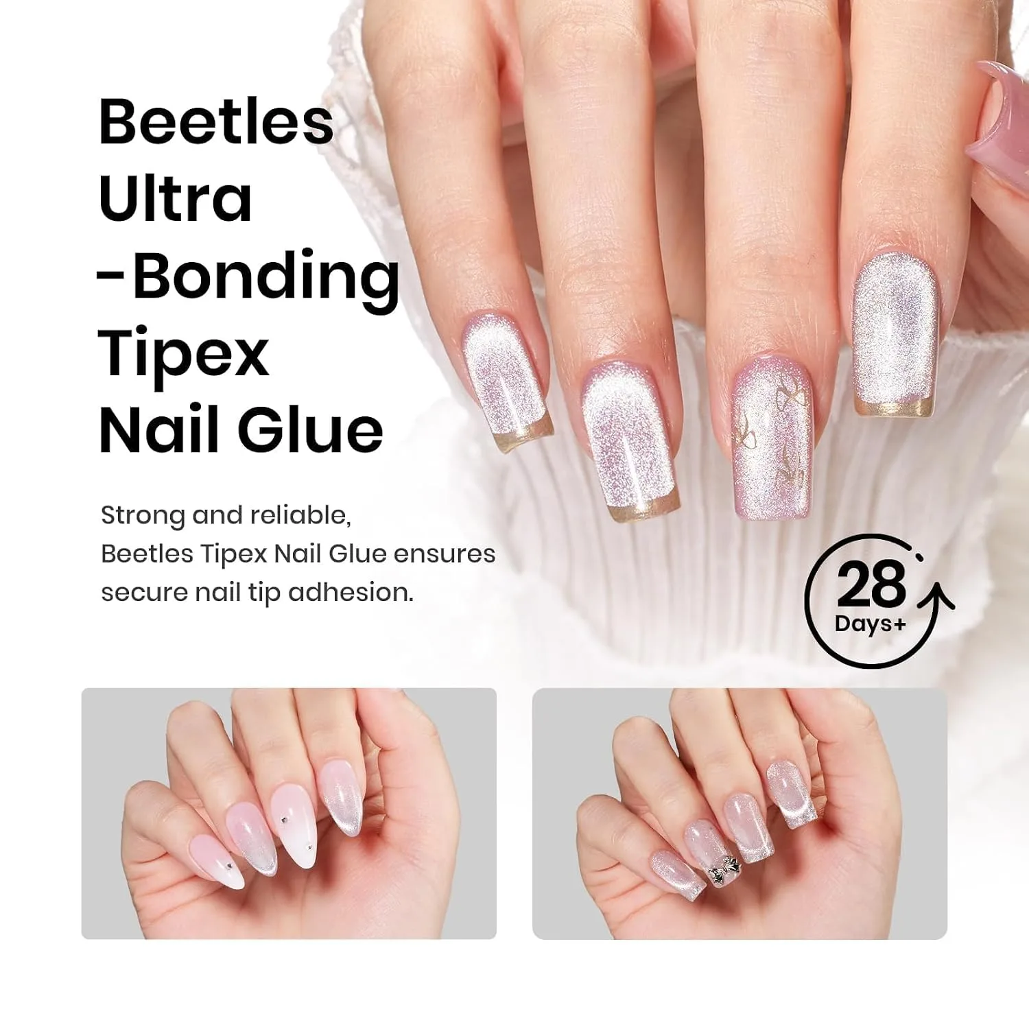 Beetles Tipex Nail Glue Gel 2Pcs 20g, Super Strong Solid Nail Glue
