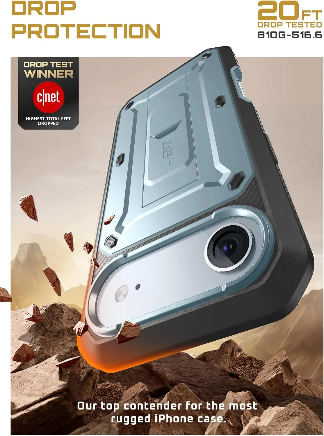 SUPCASE for iPhone Air Case with Kickstand & Screen Protector, Arctic