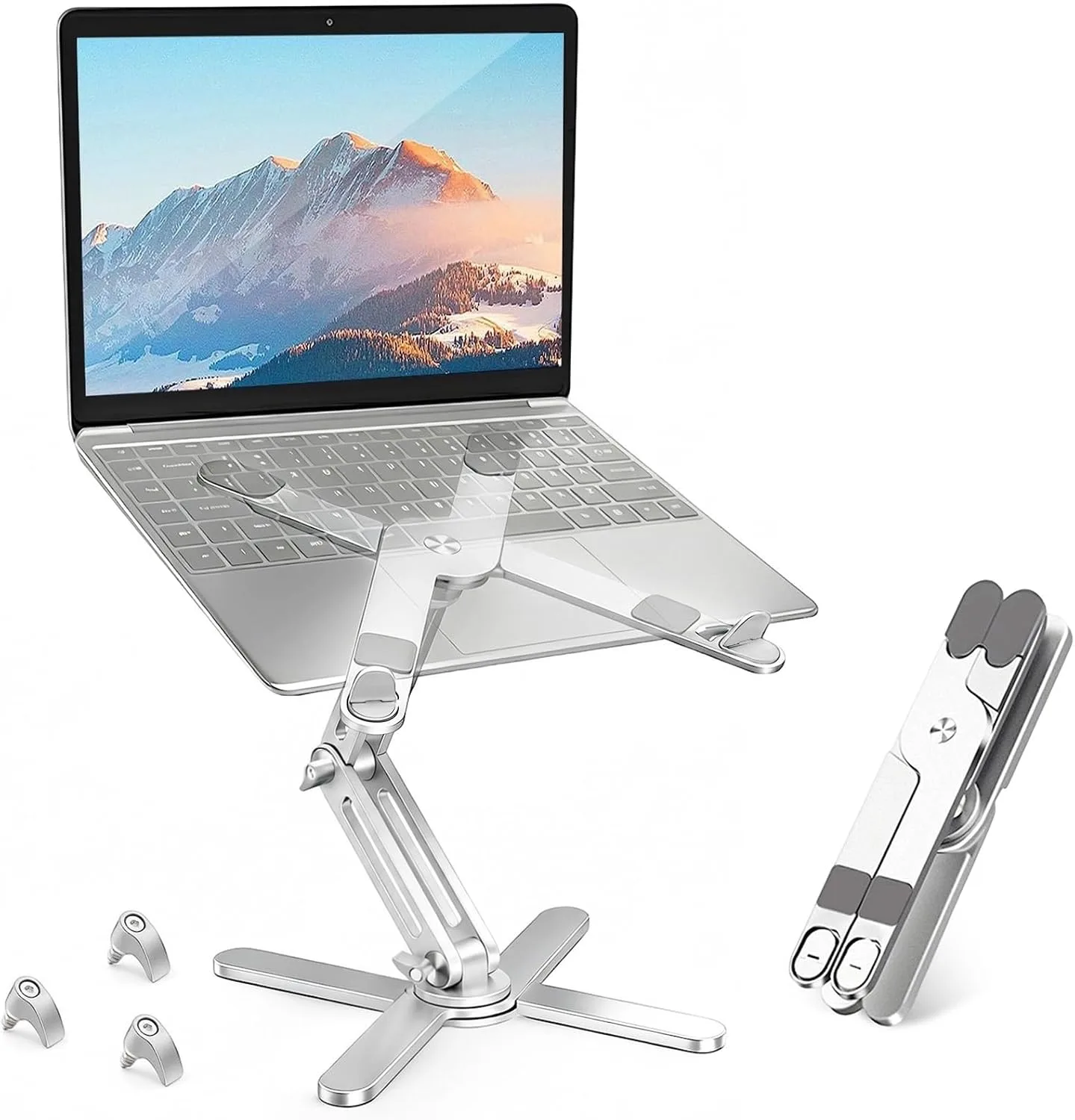 Base para laptop Moallia N86 giratoria 360° con perillas de bloqueo Plata