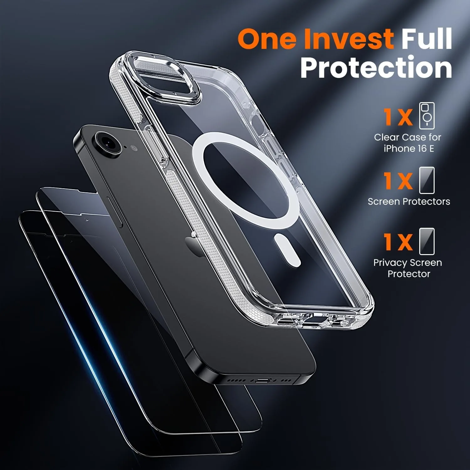 toushion 3 in 1 for iPhone 16E Case/iPhone 17E Case Clear Bumper
