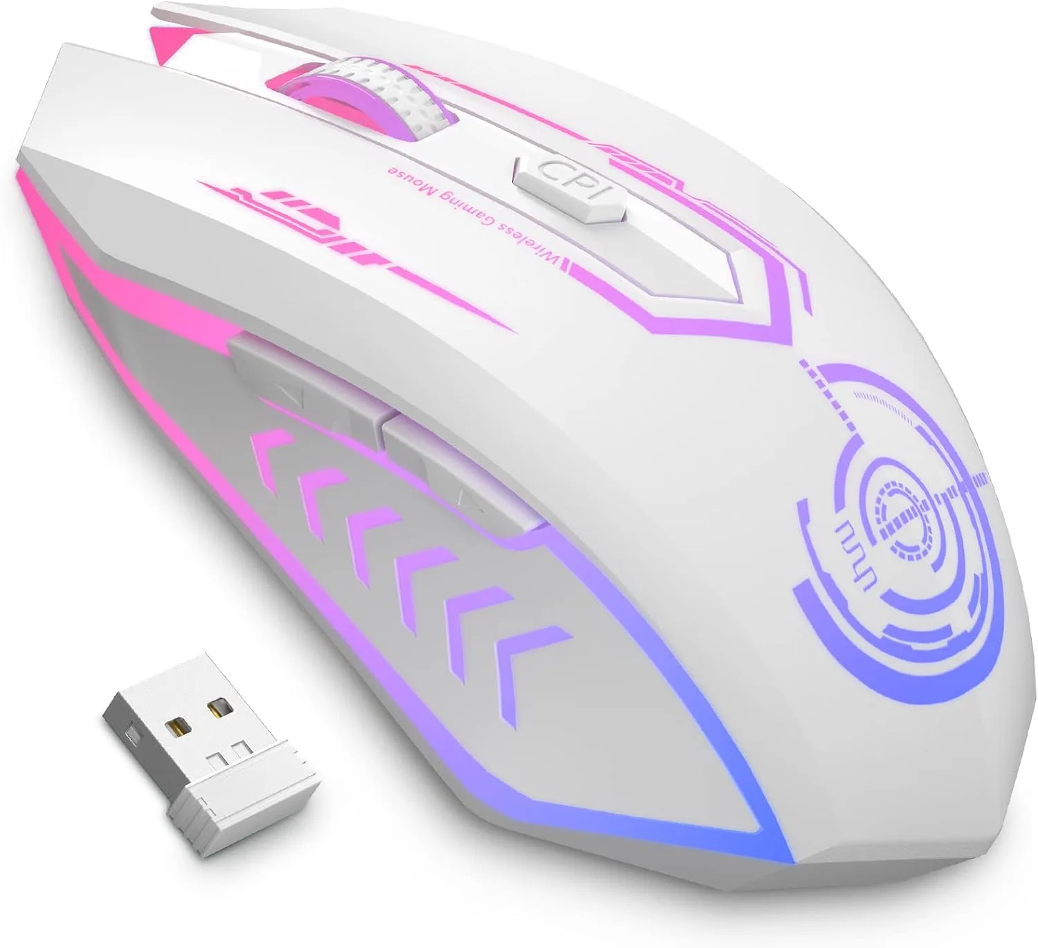 Mouse Gamer Uhuru Wireless Recargable 10000 DPI LED