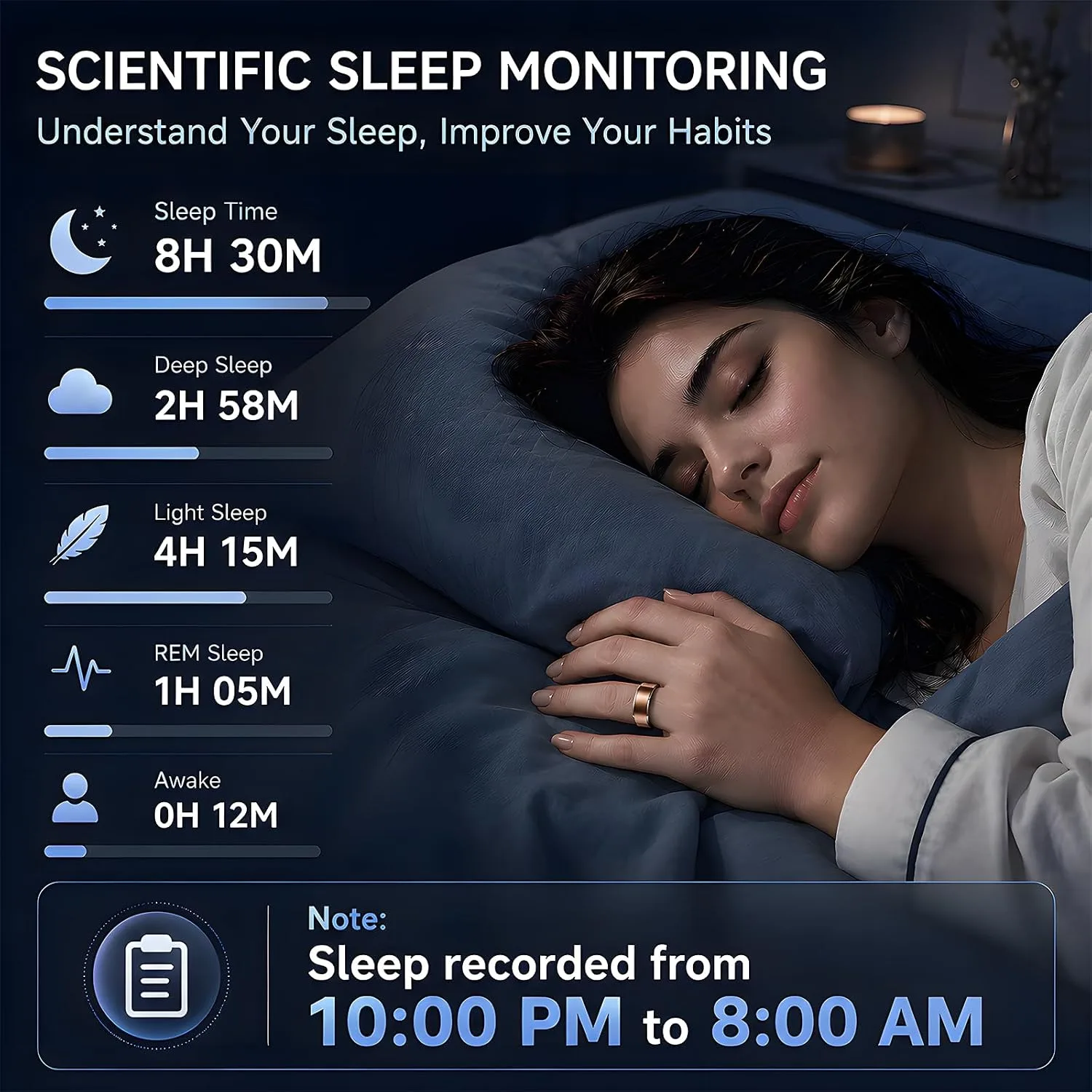 2026 Smart Ring for Women & Men, Sleep Health Fitness Tracker with Heart Rate, Blood Oxygen HRV & Stress Monitoring, No Subscription, IP68 Waterproof, iOS & Android Compatible, 5-7 Day Battery Life