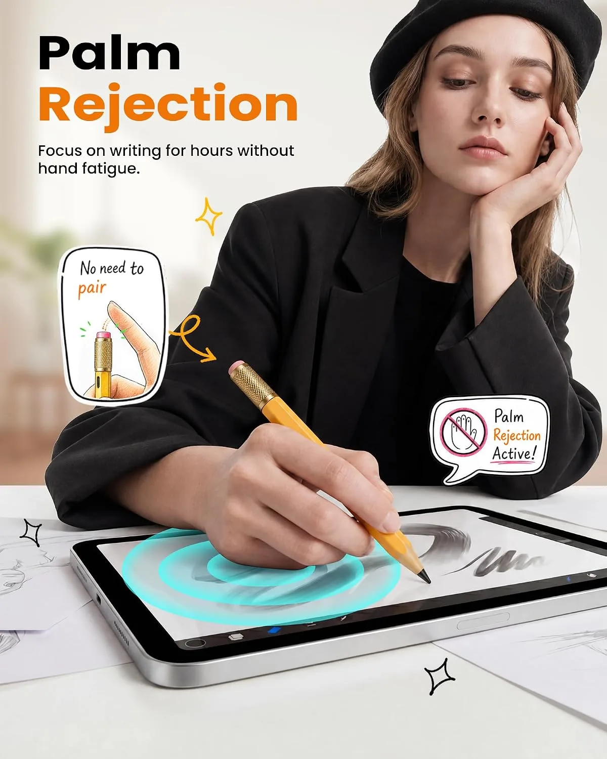 OMOTON Stylus Pen for iPad 2018-2026, SP02 Pencil with Fidget Spinner