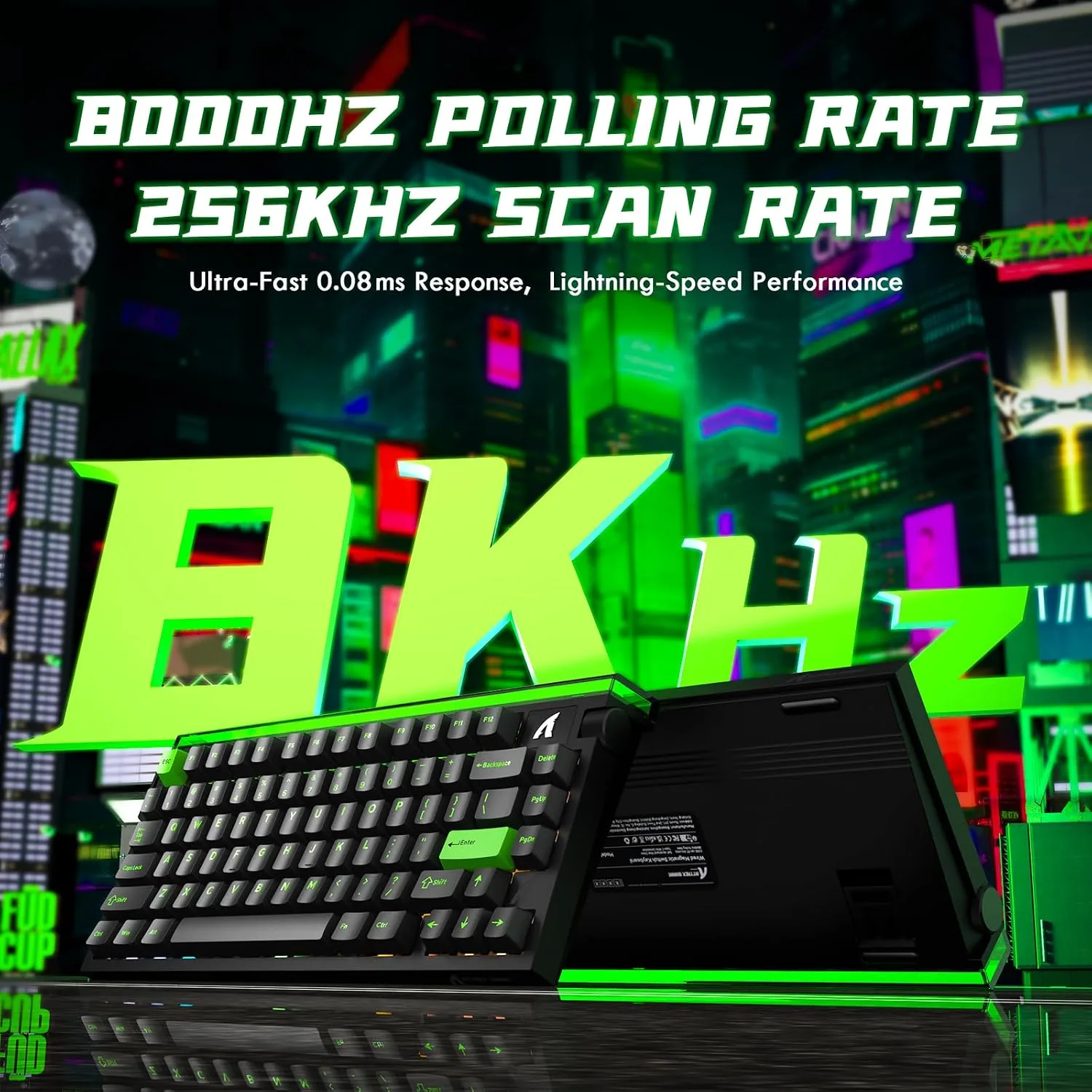 ATTACK SHARK R85HE Wired 75% RT Mechanical RGB Gaming Keyboard-Black Green