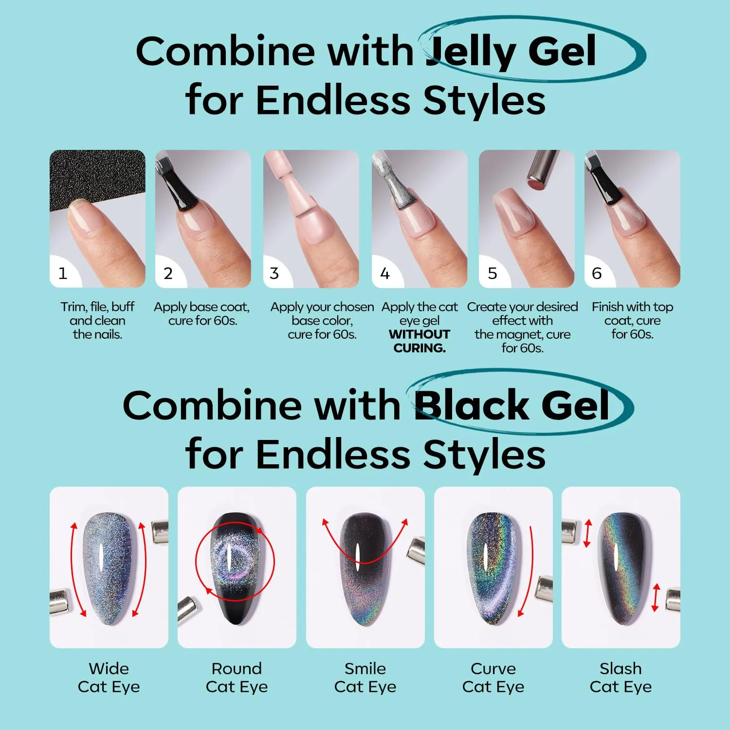 modelones Cat Eye Gel Nail Polish Silk Blue Cat Eye Gel Polish
