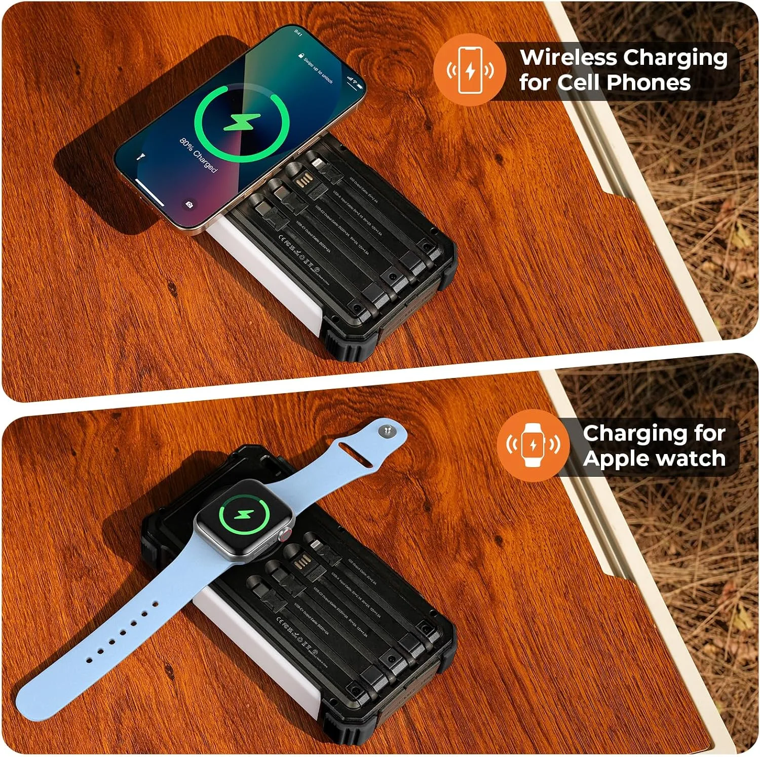 BLAVOR Solar Power Bank 20000mAh, Wireless Charger for Phones & Apple Watch