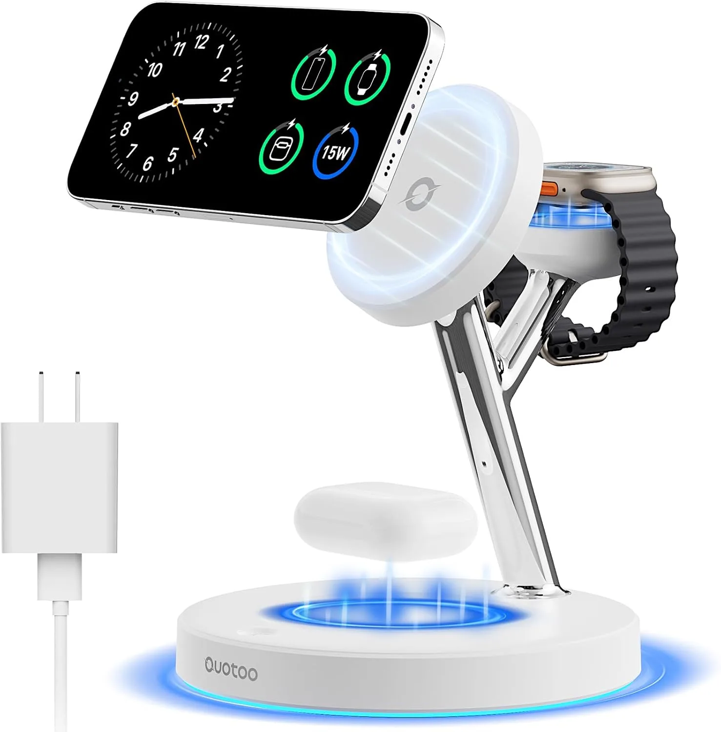 Cargador inalámbrico 3 en 1 Ouotoo MagSafe para iPhone Apple Watch AirPods