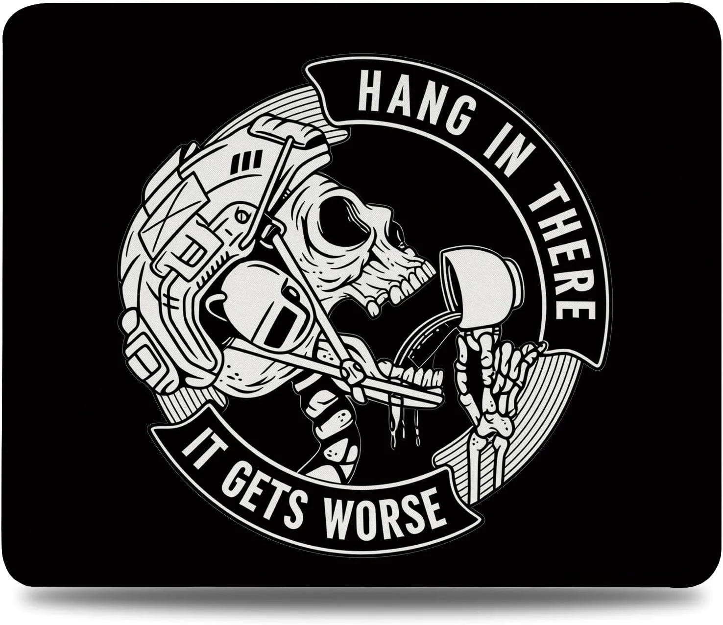 HONLUNG Gothic Mouse Pad,Funny Skull Mouse Pads,Hang in There it Gets Worse Mousepad for Home Office Workplace Desk Accessories Computers Laptop, 9.4 x 7.9 Inch
