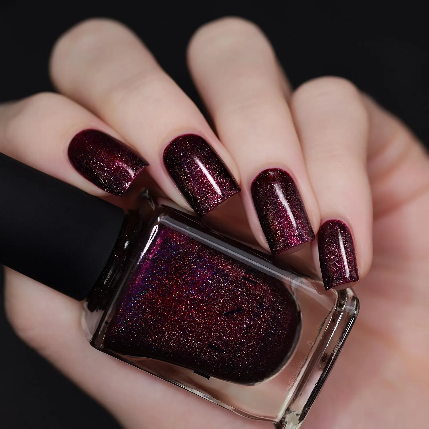 ILNP Black Orchid - Deep Burgundy Holographic Nail Polish, Long Lasting Non Gel, Chip Resistant, Non-Toxic, Vegan, Cruelty Free