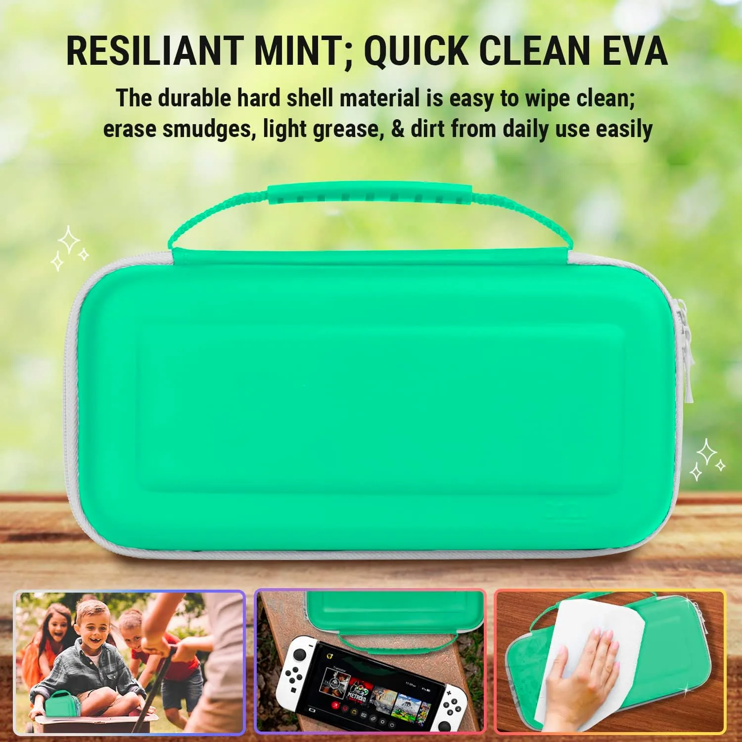 Orzly Carrying Case for Nintendo Switch OLED Console with Accessories and Game Storage Compartment - Easy Clean Case Gift Boxed