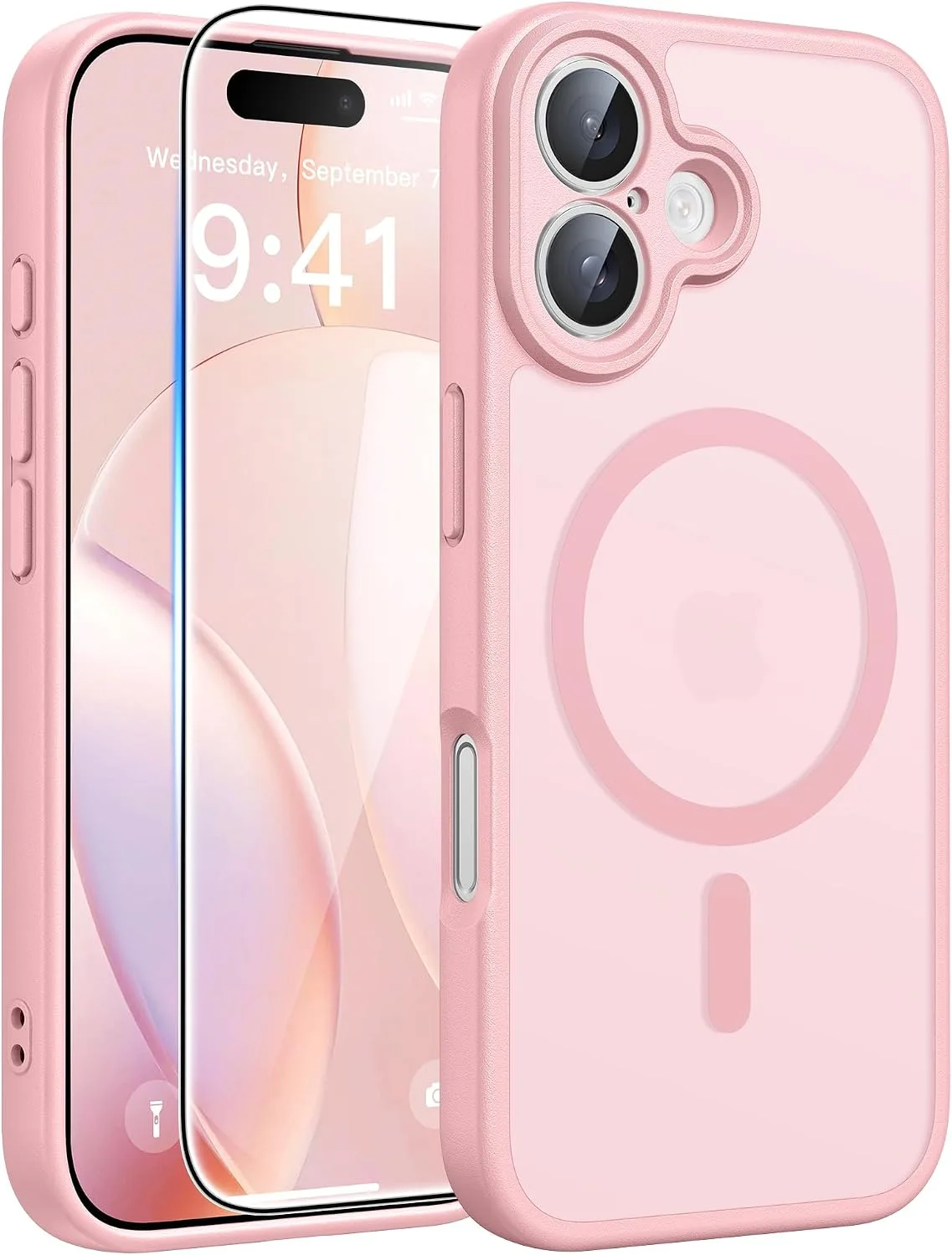 FNTCASE for iPhone 16 Case, Fit for Magsafe, Light Pink