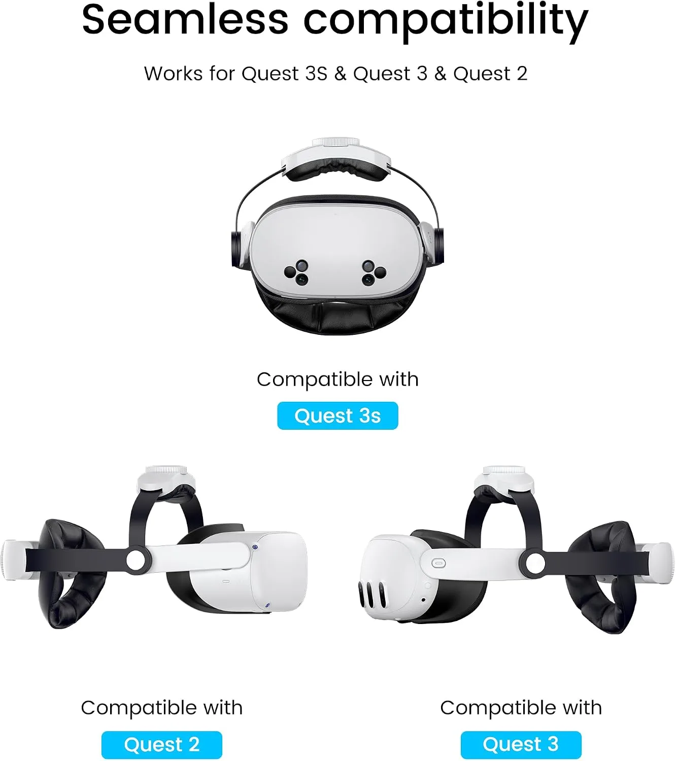 Kawaye Head Strap with 20000mAh (10000 x 2) Hot-Swap Battery Packs for Meta Quest 3S/Quest 2/Quest 3 Head Strap, Double Knobs Adjustable Elite Strap Replacement,VR Headset Accessories Strap