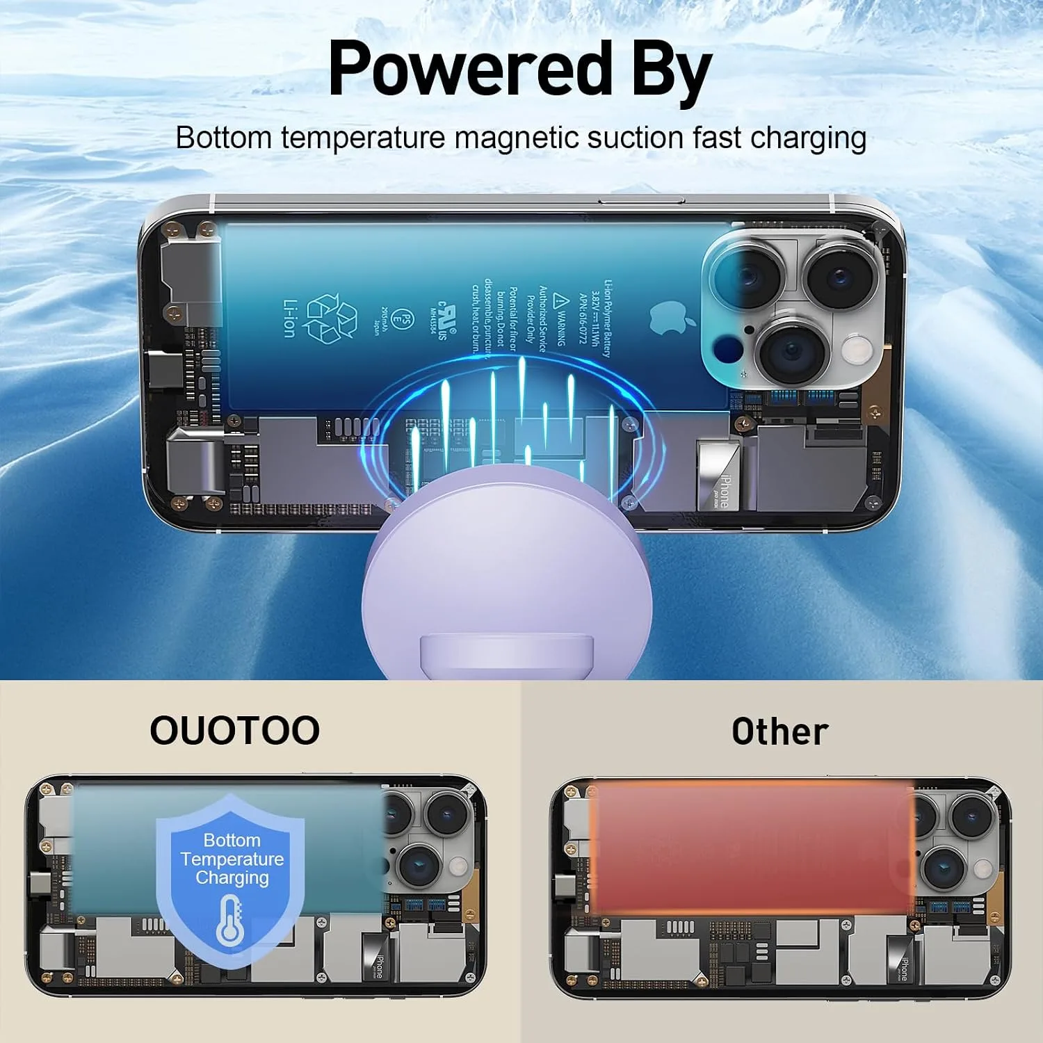 【Adjustable Blue Ambient Light】 Wireless Charger 3 in 1 for iPhone, Magnetic Charging Station for Apple Family,15W Fast MagSafe Charger Stand,for iPhone17-12-iWatch AirPods Series