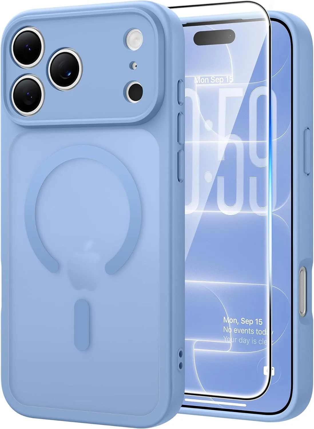 FNTCASE for iPhone 18 Pro Max / 17 Pro Max Case Fit for MagSafe Light Blue