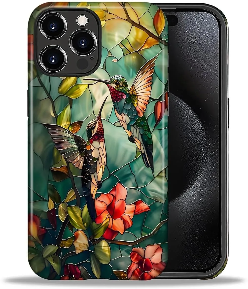 DAIZAG Case for iPhone 16 Pro,Mixed 2 Layer Design Shockproof Soft TPU Ddouble Protection Phone Case for iPhone 16 Pro-Gorgeous Hummingbird