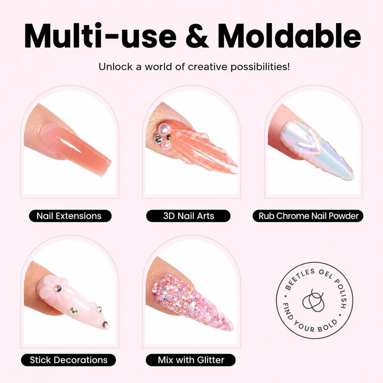 Beetles 3D Gel Nail Art, 30g White Solid Builder Nail Gel & Sculpting Pen