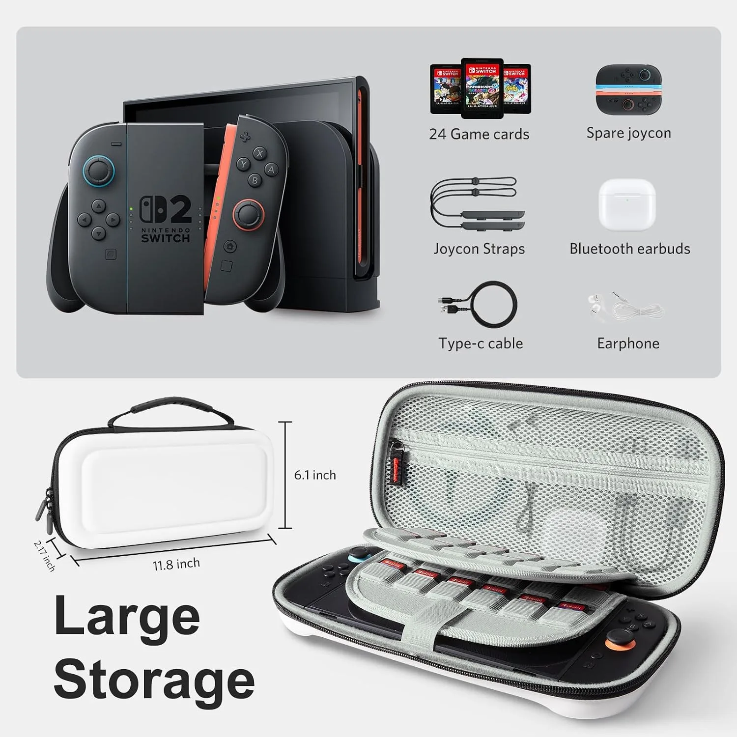 CoBak Large Capacity Carrying Case for Nintendo Switch 2 (2025)