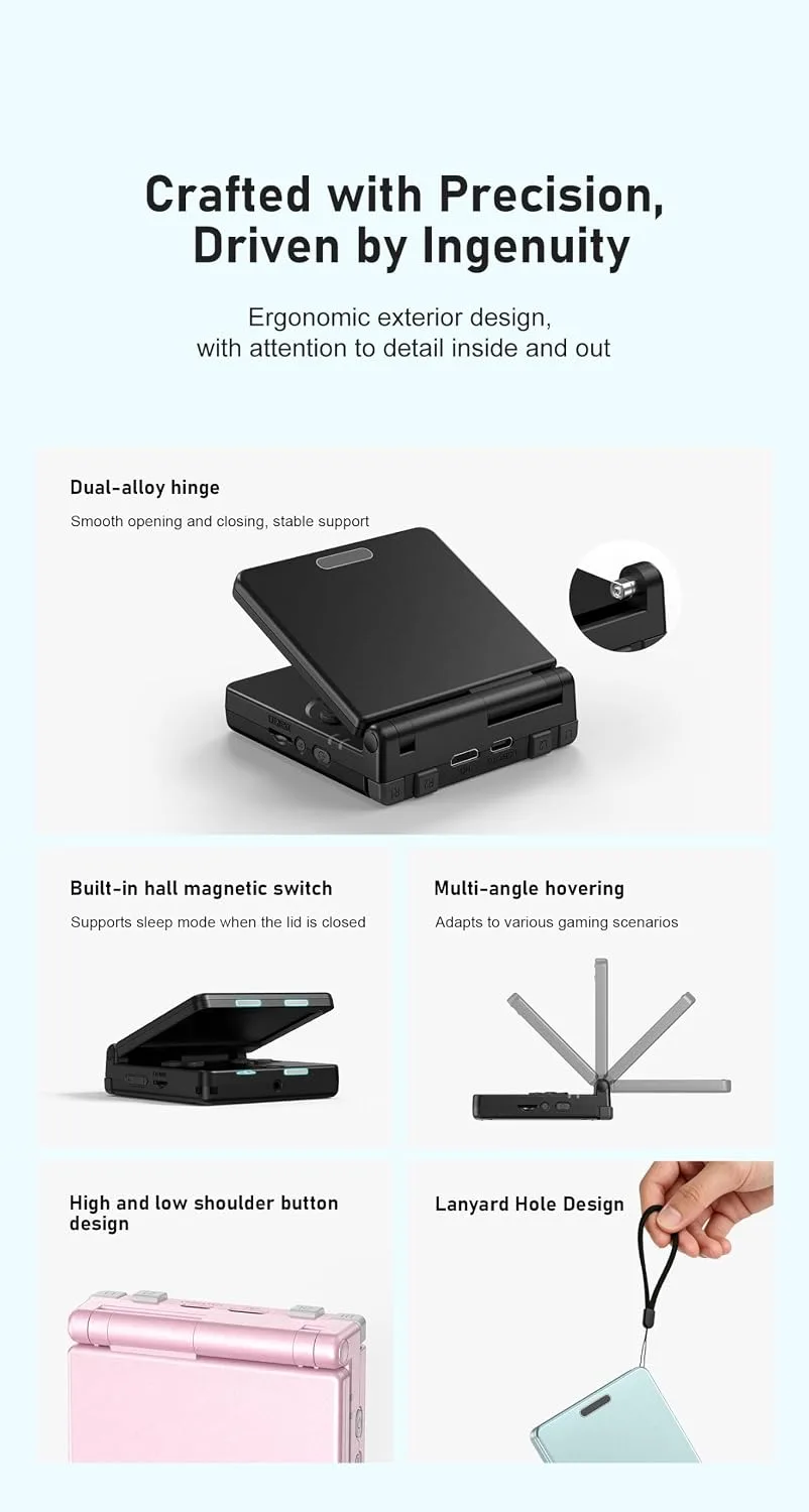 RG SP Flip Retro Handheld Game Console Linux RGSP Portable Game Console with 3.4'' IPS Screen RG SP Supports HDMI Wi-Fi 3300mAh NO Preloaded Games 16GB