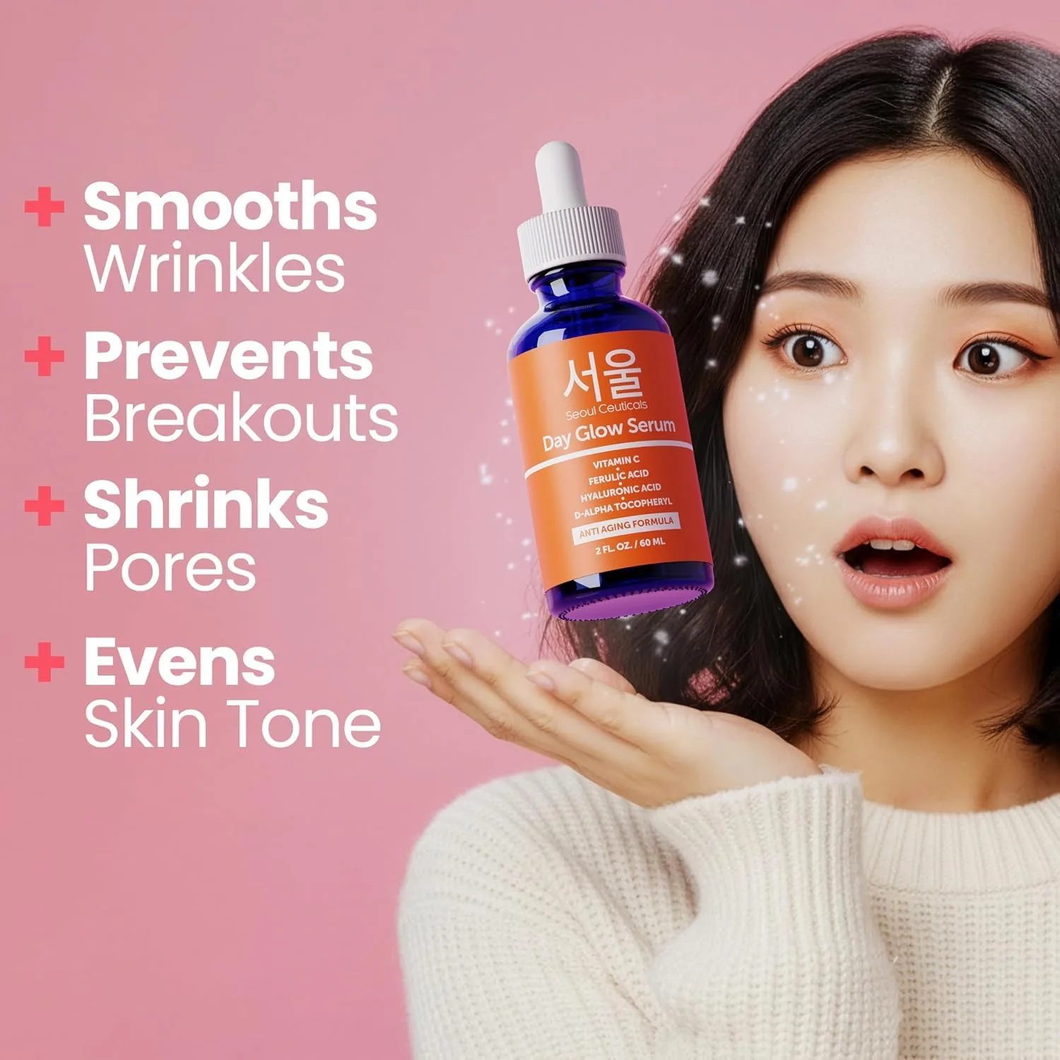 SeoulCeuticals Korean Skin Care 20% Vitamin C Serum for Face + CE Ferulic