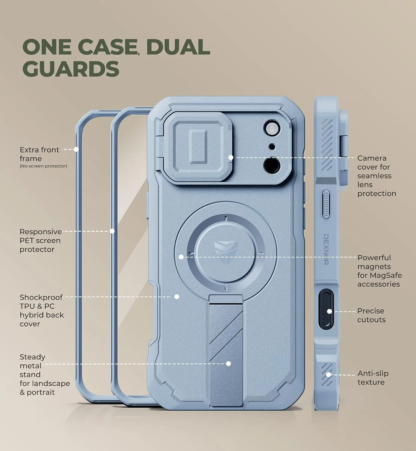 Dexnor for iPhone 18 Pro Max Case/iPhone 17 Pro Max Case, Light Blue