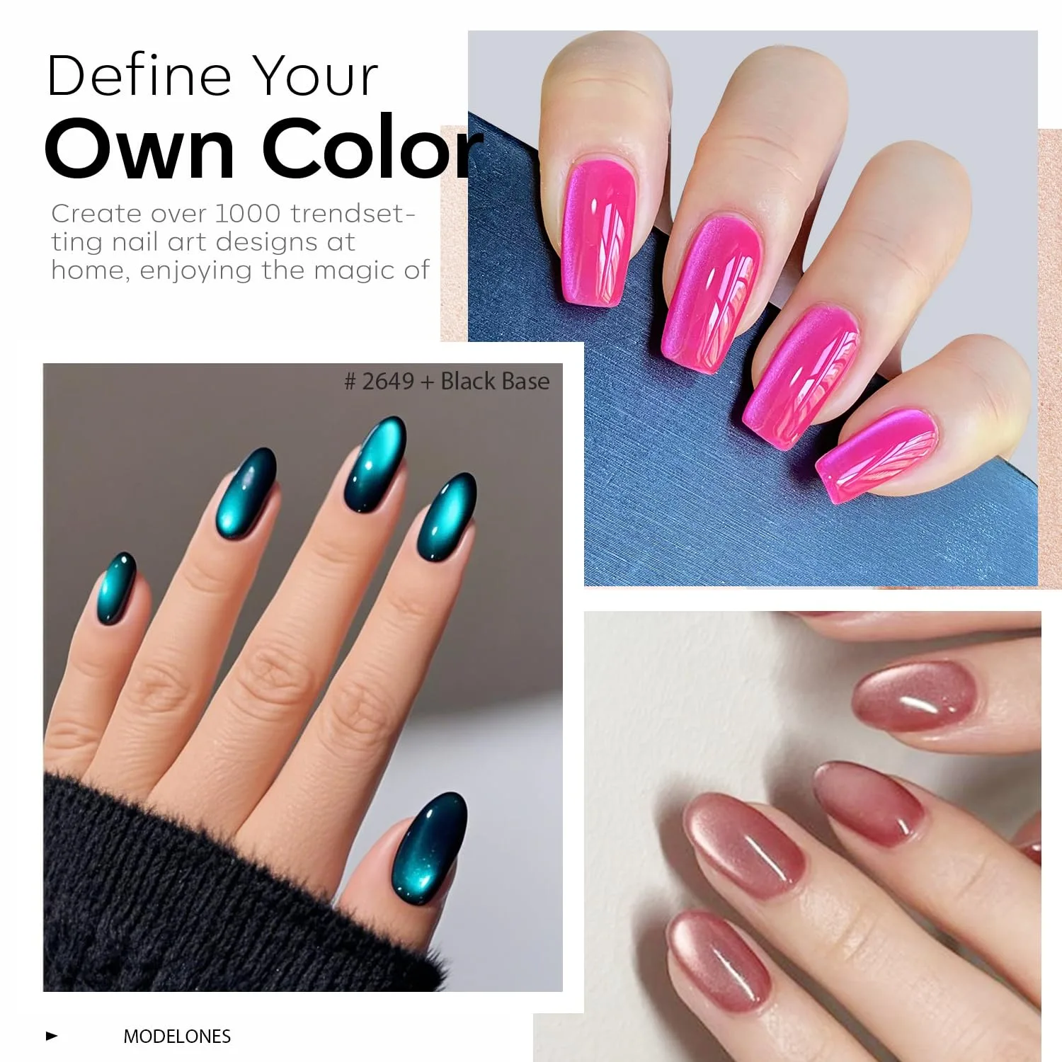 modelones Cat Eye Gel Nail Polish Set Neon 6Colors Hot Pink Blue Purple