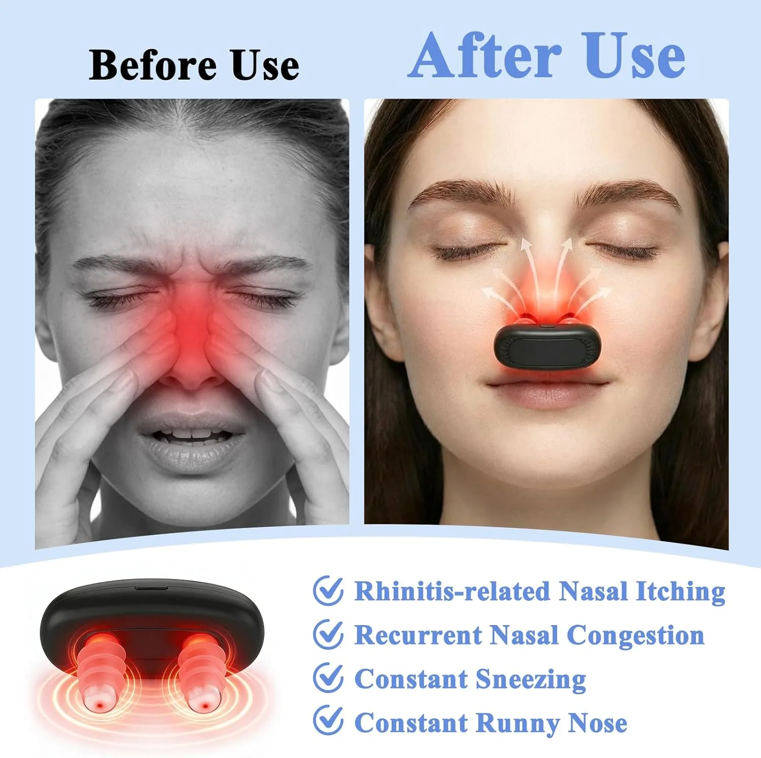 Red Light Nose Care Device, Lightweight, Black, 1PCS