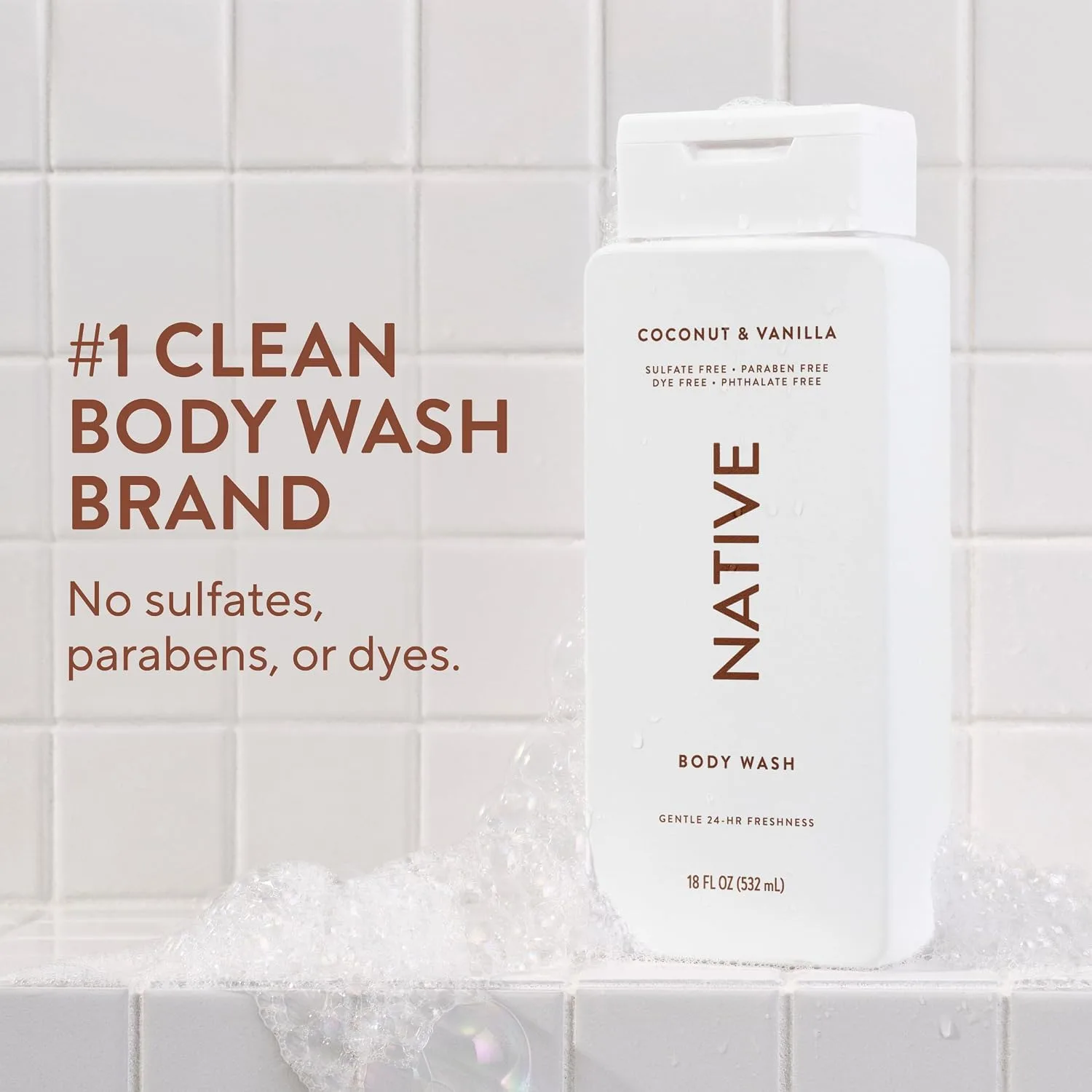 Native Aluminum Free Deodorant & Body Wash Bundle Contains Naturally Derived Ingredients, For Women & Men, Coconut & Vanilla Scent, 2.65 oz & 18 oz (Pack of 2)