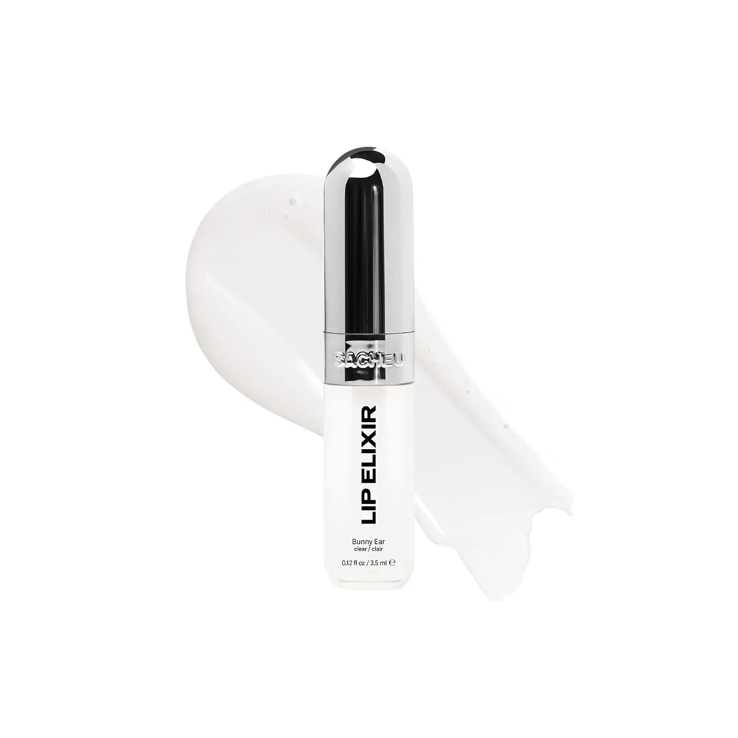Sacheu Lip Elixir Hydrating Lip Gloss, High-Shine, Bunny Ear (Clear)