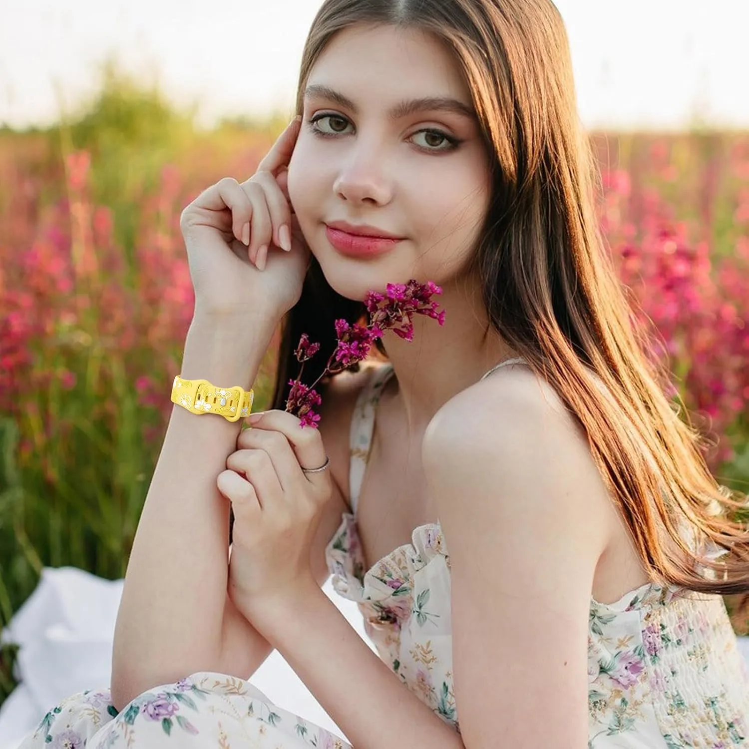 Witzon Floral Silicone Band Compatible with Apple Watch Bands For Women