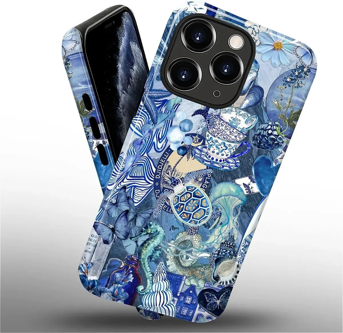 DAIZAG Case for iPhone 11 Pro,Mixed 2 Layer Design Shockproof Soft TPU Ddouble Protection Phone Case for iPhone 11 Pro-Blue Book Sea Life World