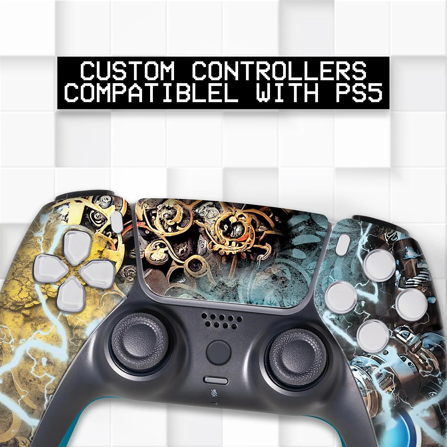 Dishonestty Custom PS-5 Controller Wireless compatible with Play-Station 5 Console by BCB Controllers | Proudly Customized in USA with Permanent HYDRODIP Printing(NOT JUST A SKIN)(MODDED)