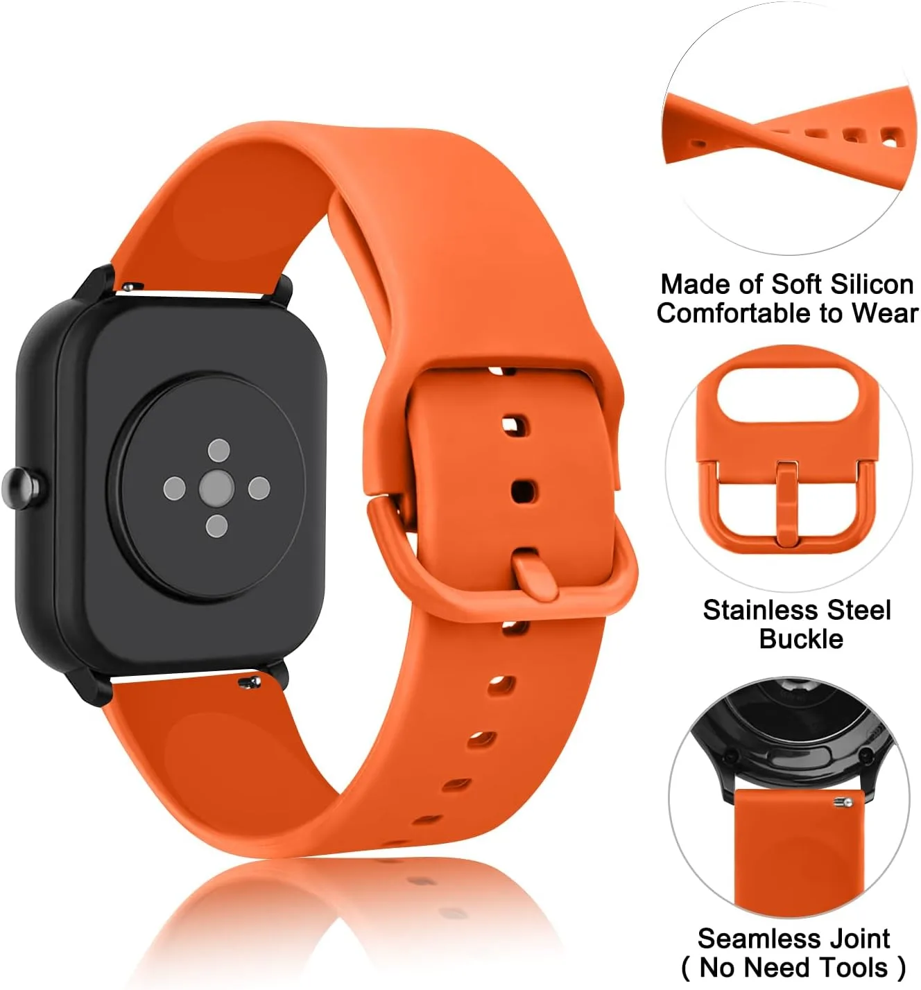 AK Band for Amazfit GTS 4 / GTS 4 Mini / GTS 3 / GTS 2 / GTS 2e / GTS 2 mini / GTS / GTR mini Bands, 20mm Soft Replacement Sport Strap for Amazfit Bip 3 / Bip 3 Pro / Bip U Pro / Bip / Bip Lite / Bip S / Bip S lite / Bip U Smart Watch Women Men