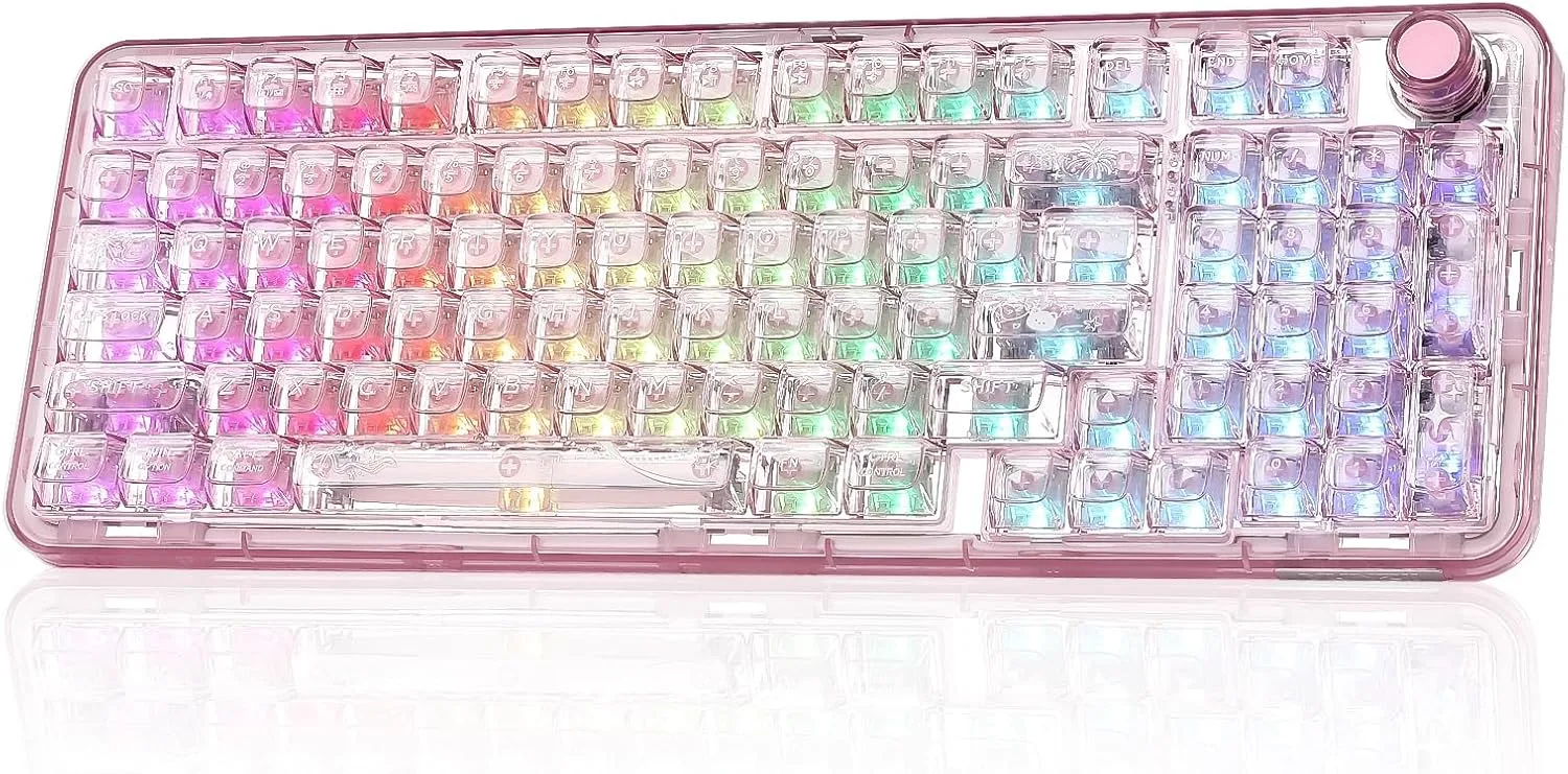 Teclado Gamer Mecánico Inalámbrico Yunzii X98 Clear Pink Snow Switch