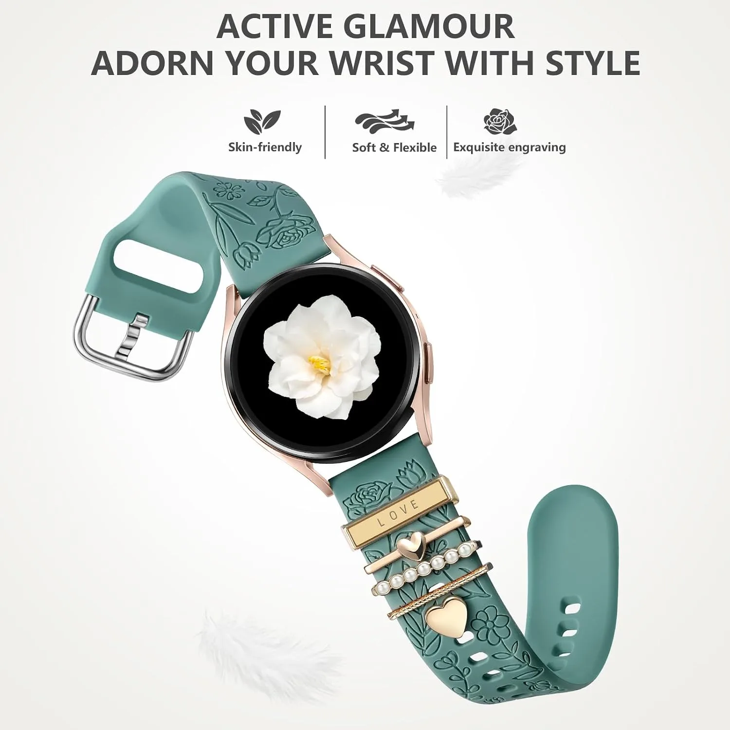 DaQin Flower Engraved Band Compatible with Samsung Galaxy Watch 7 Bands