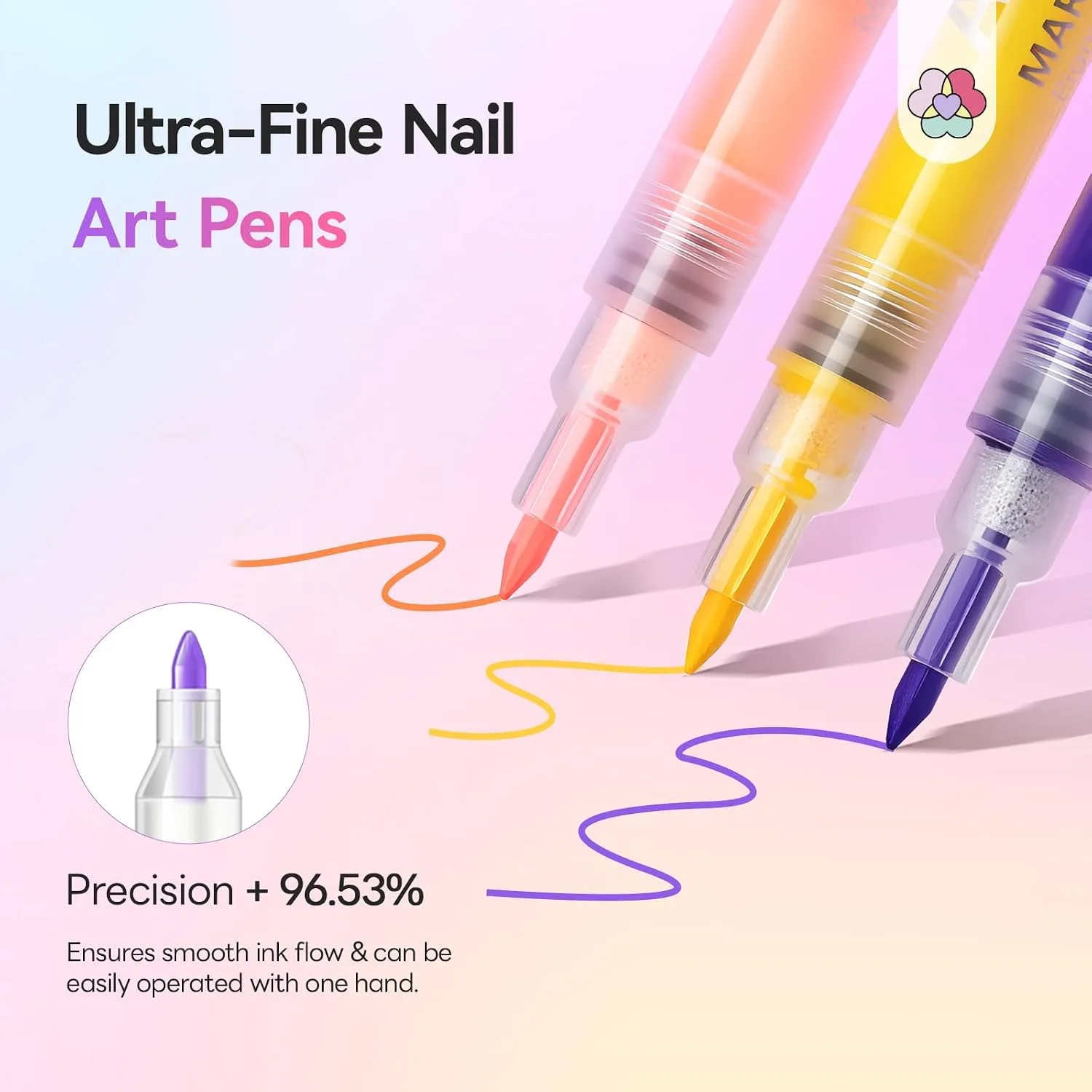 SAVILAND 48 Colors Nail Art Pens Set, 0.7mm Fine Tip Nail Polish Pens