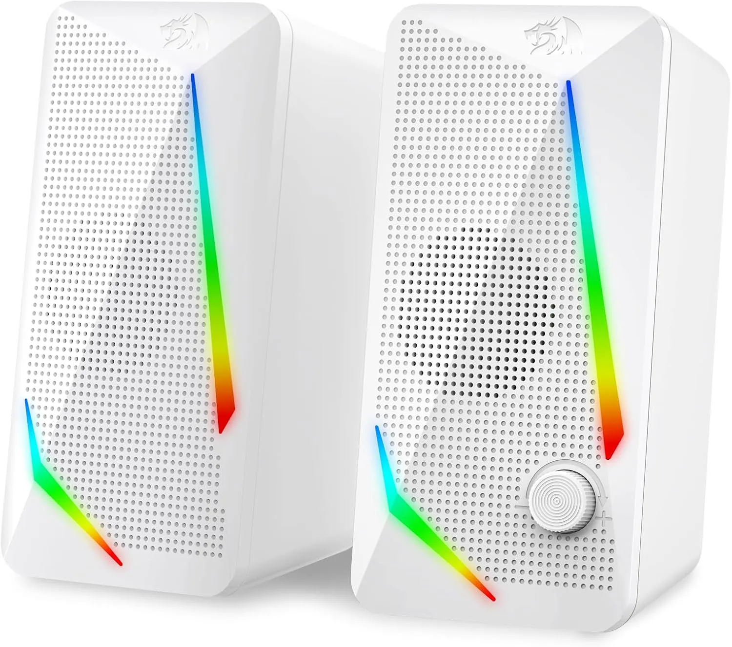 Redragon GS510 RGB Wired Desktop Speakers, 2.0 Channel Stereo Sound, White
